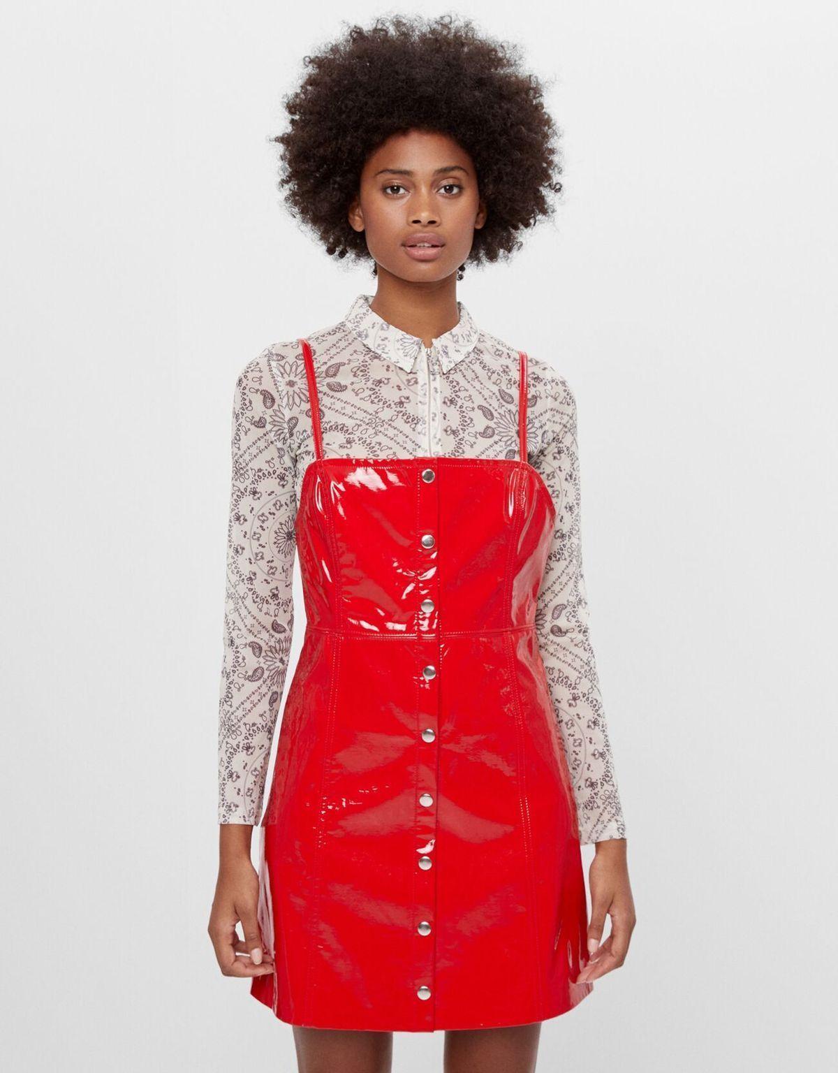 Vestido charol con broches-0