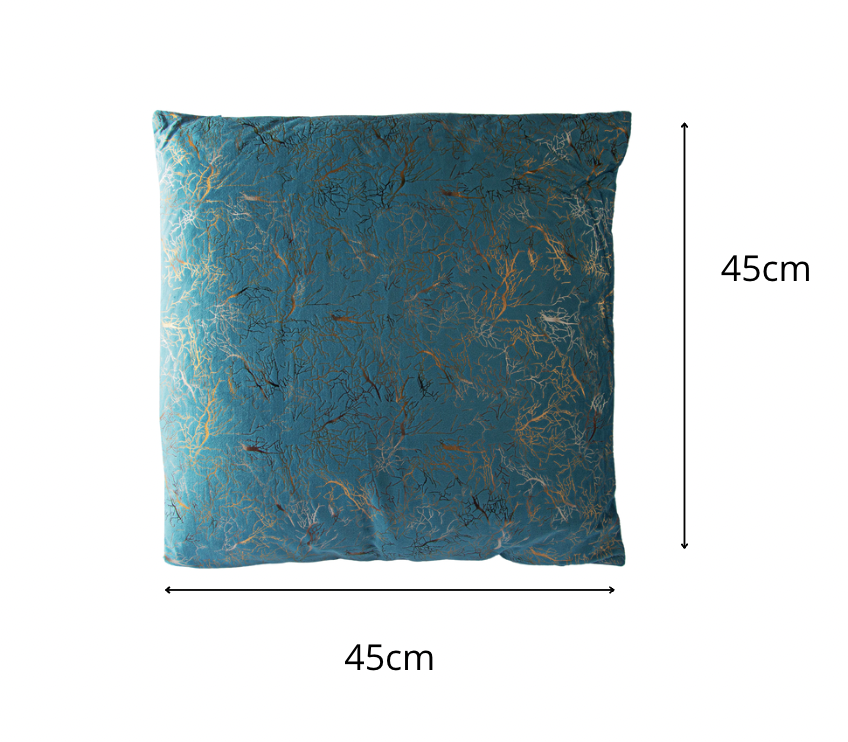 Set de 2 Cojines Terciopelo con Relleno Raices Celeste 45cm x 45cm-2