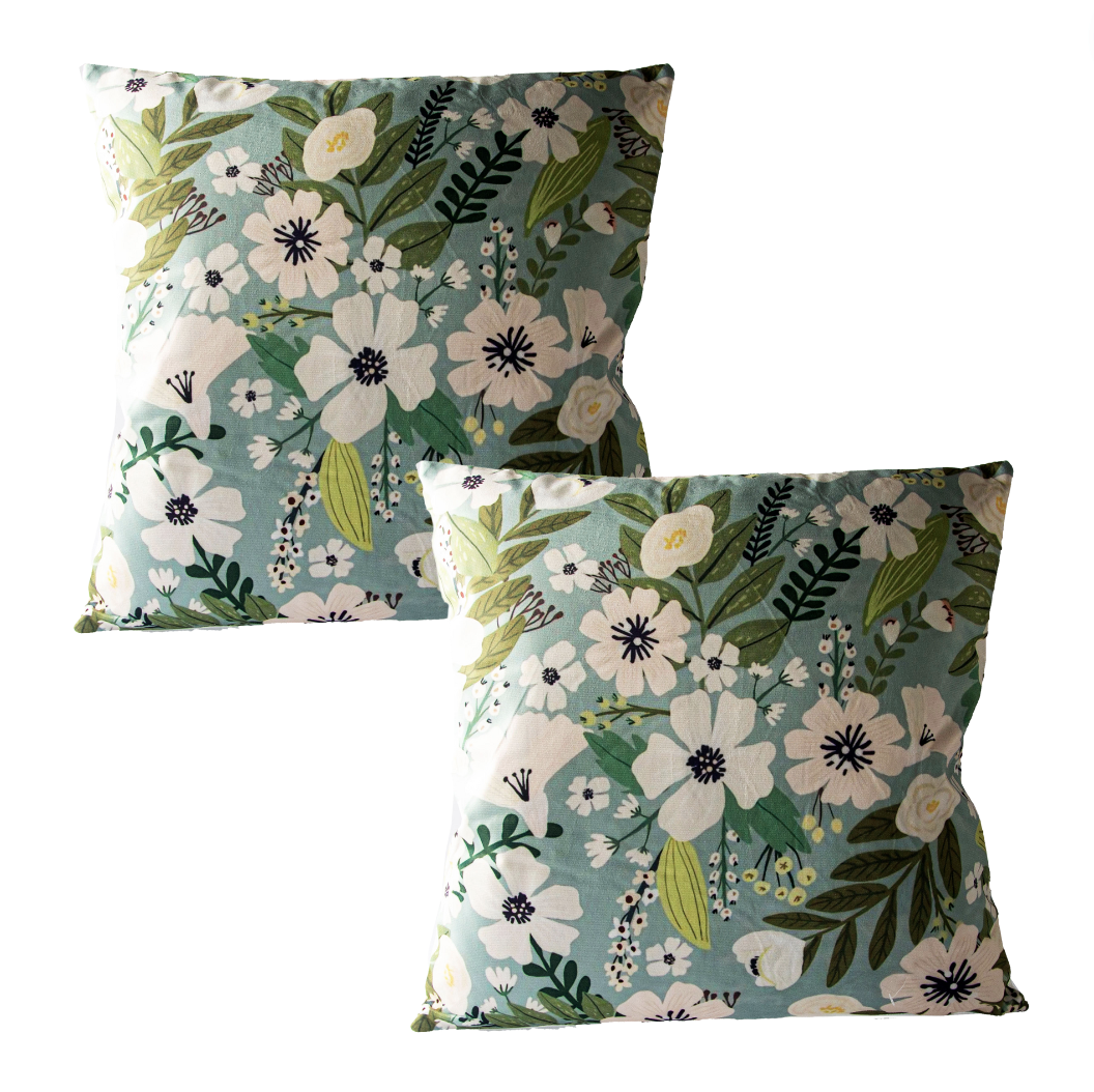 Set de 2 Cojines de Terciopelo Diseño Florales Modelo B 45 X 45CM-0
