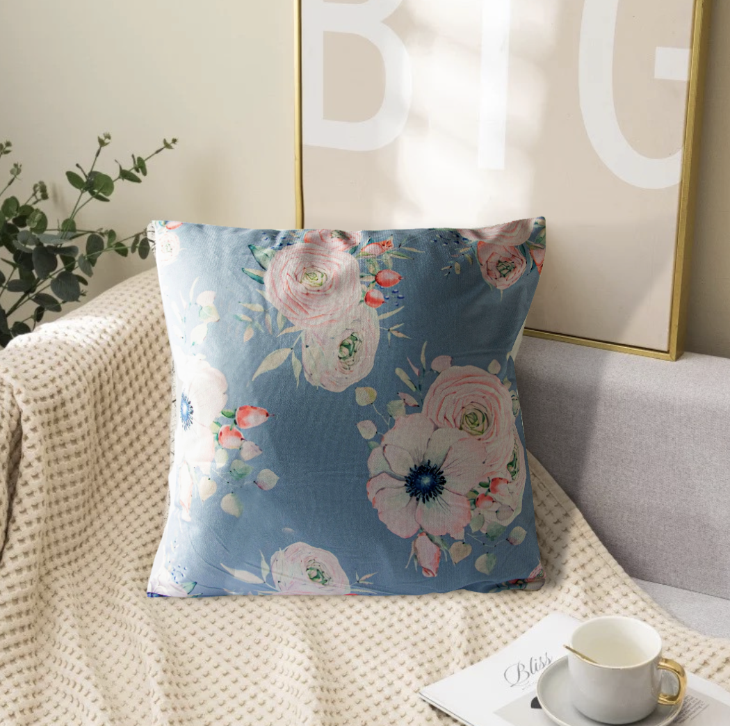 Set de 2 Cojines de Terciopelo Diseño Florales Modelo D 45 X 45CM-1