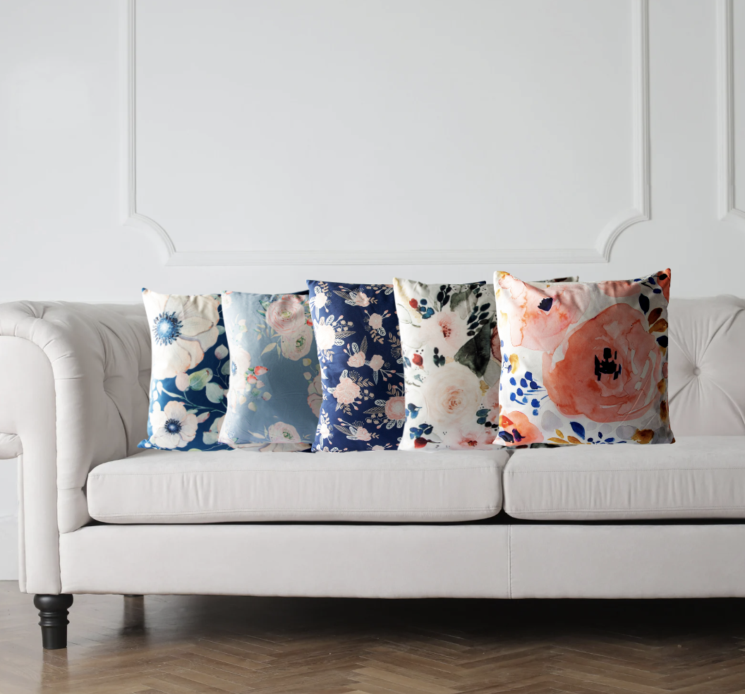 Set de 2 Cojines de Terciopelo Diseño Florales Modelo C 45 X 45CM-3