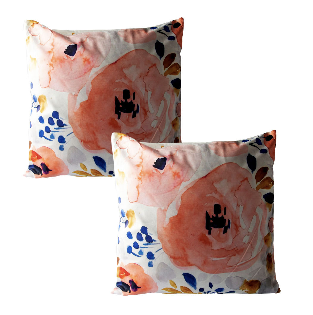 Set de 2 Cojines de Terciopelo Diseño Florales Modelo C 45 X 45CM-0