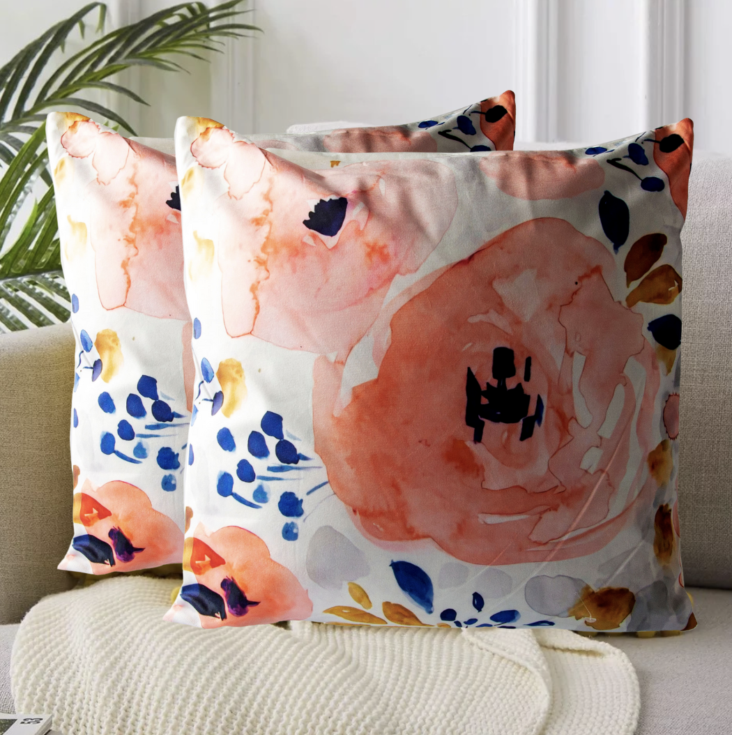 Set de 2 Cojines de Terciopelo Diseño Florales Modelo C 45 X 45CM-1