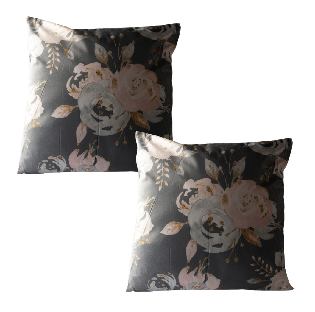 Set de 2 Cojines de Terciopelo Diseño Florales Modelo E 45 X 45CM-0