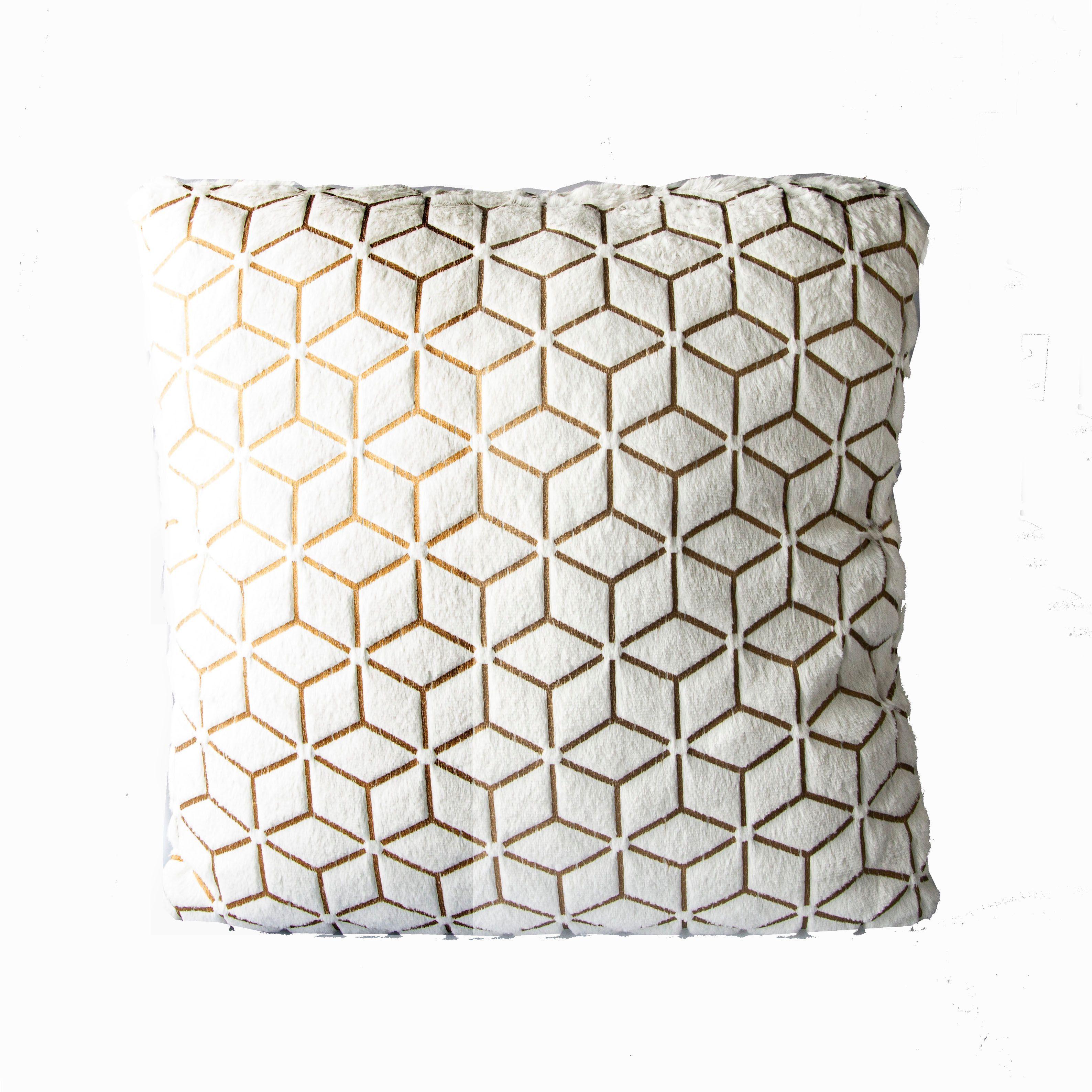 Set de 2 Cojines Peludo Diseño Geométricos Blanco 45 X 45CM-2