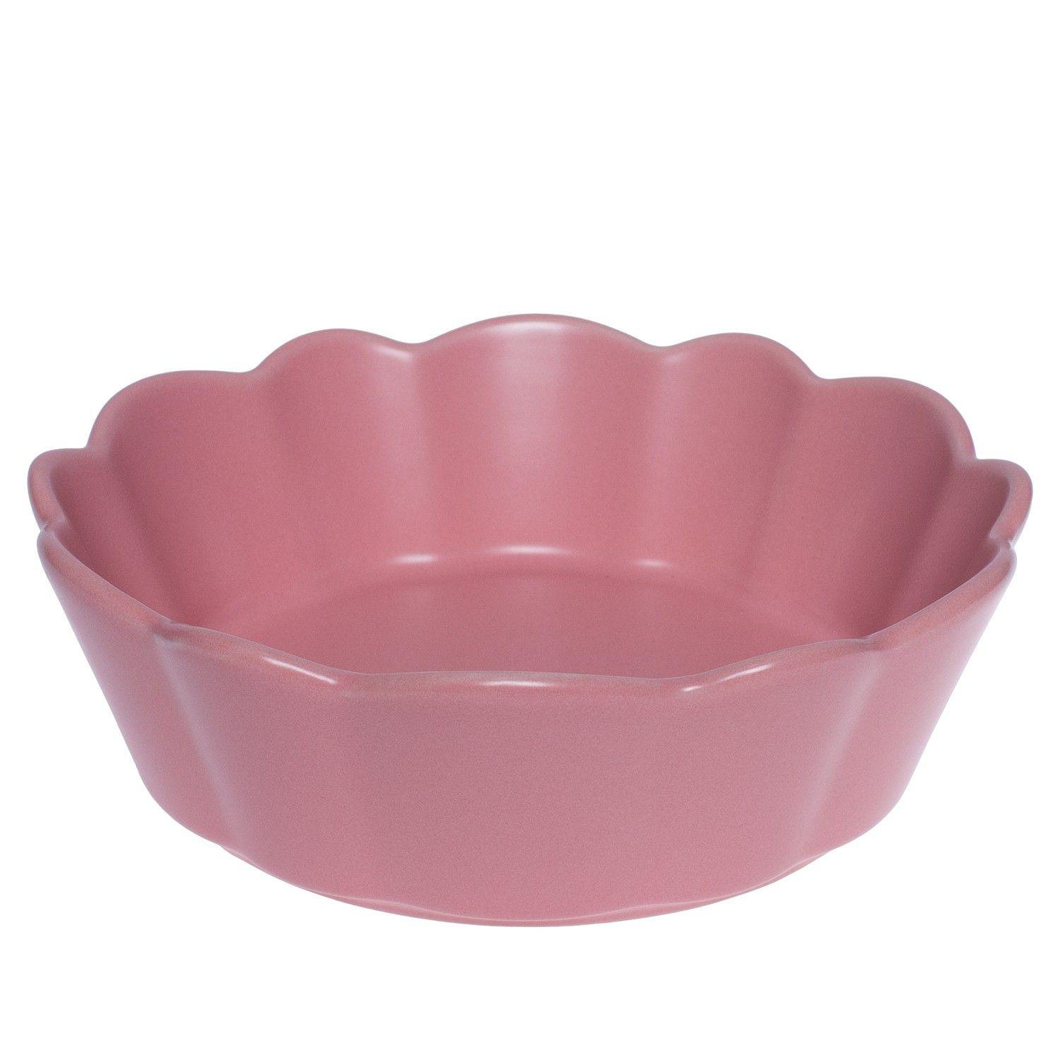 Fuente de Cerámica Circular Borde Floral L Rosa Topsoc-0