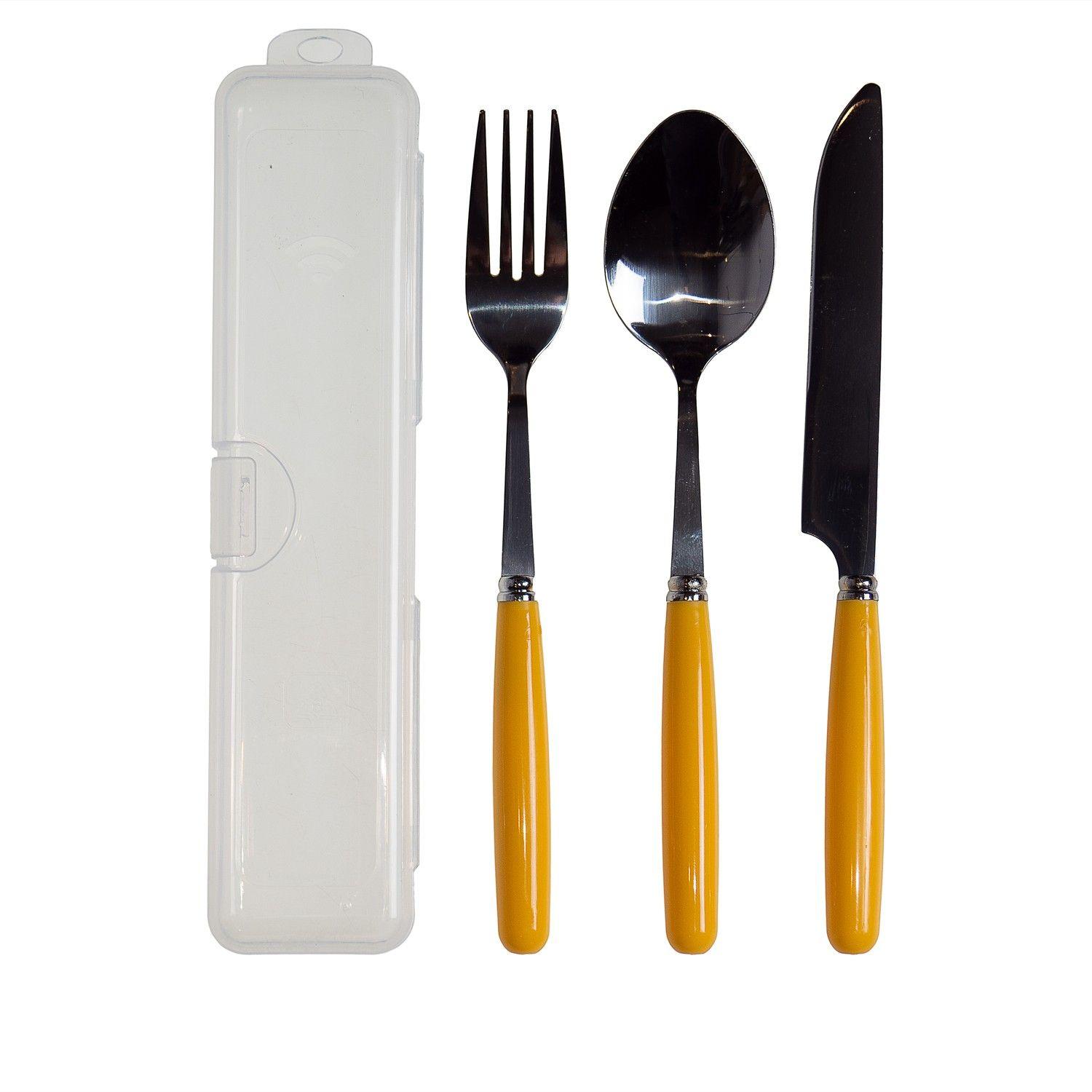 Set Cubiertos 9 Amarillo Topsoc-0