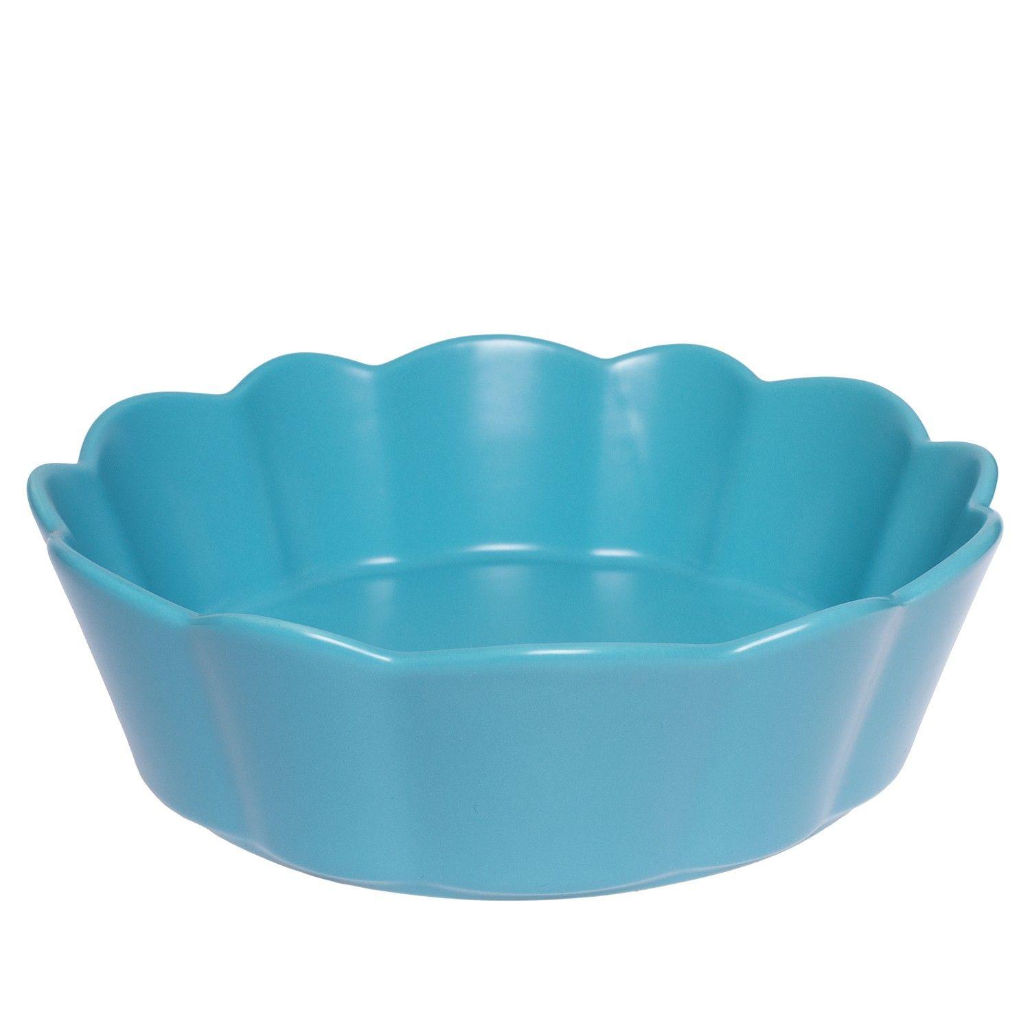 Fuente de Cerámica Circular Borde Floral M Celeste Topsoc-0
