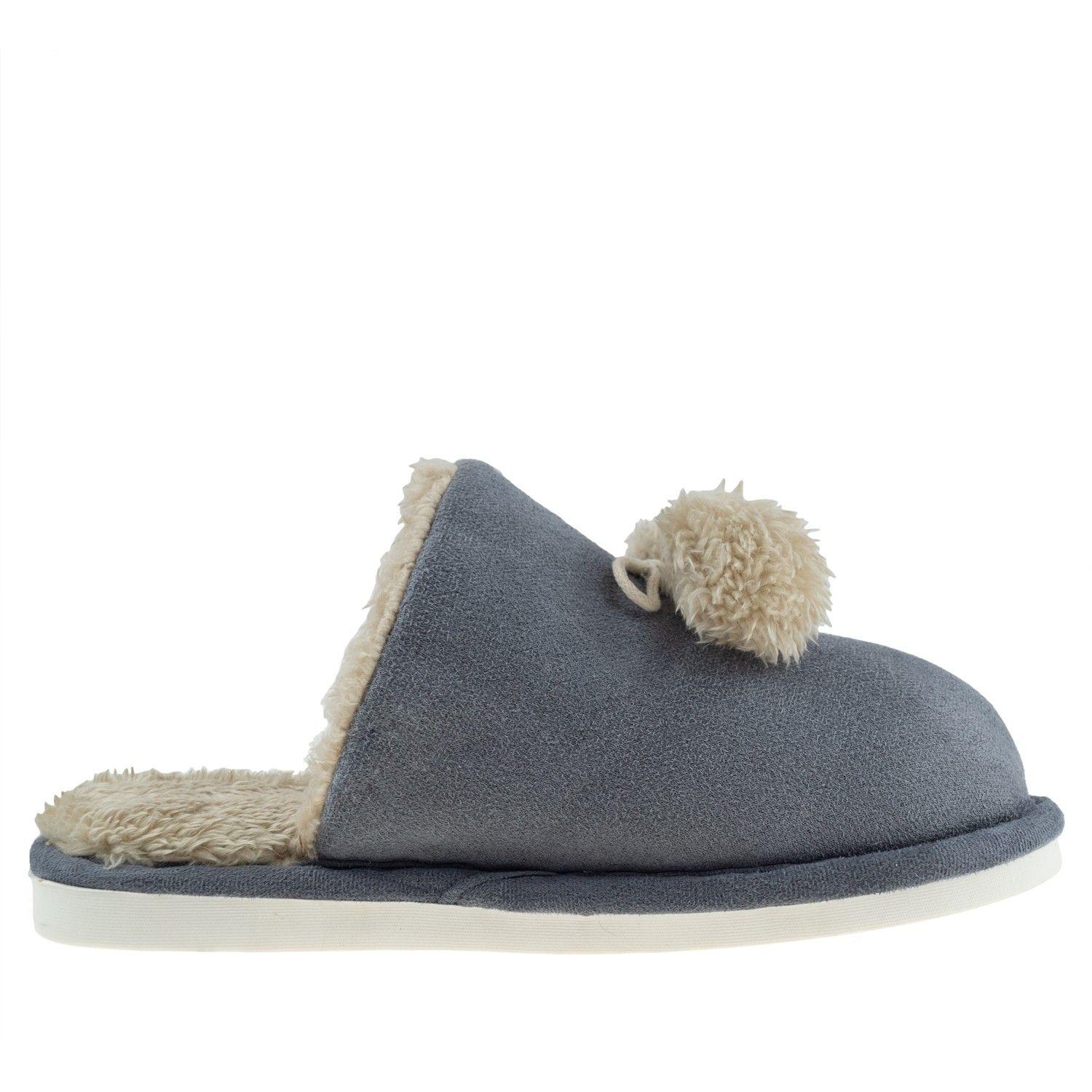 Pantufla Pompadour Gris Mujer Topsoc-1