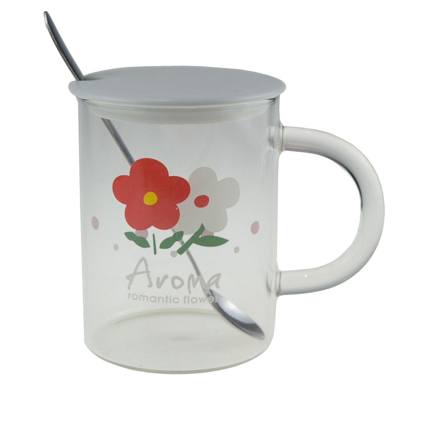 Taza Vidrio con Tapa y Cuchara Candace Topsoc-0