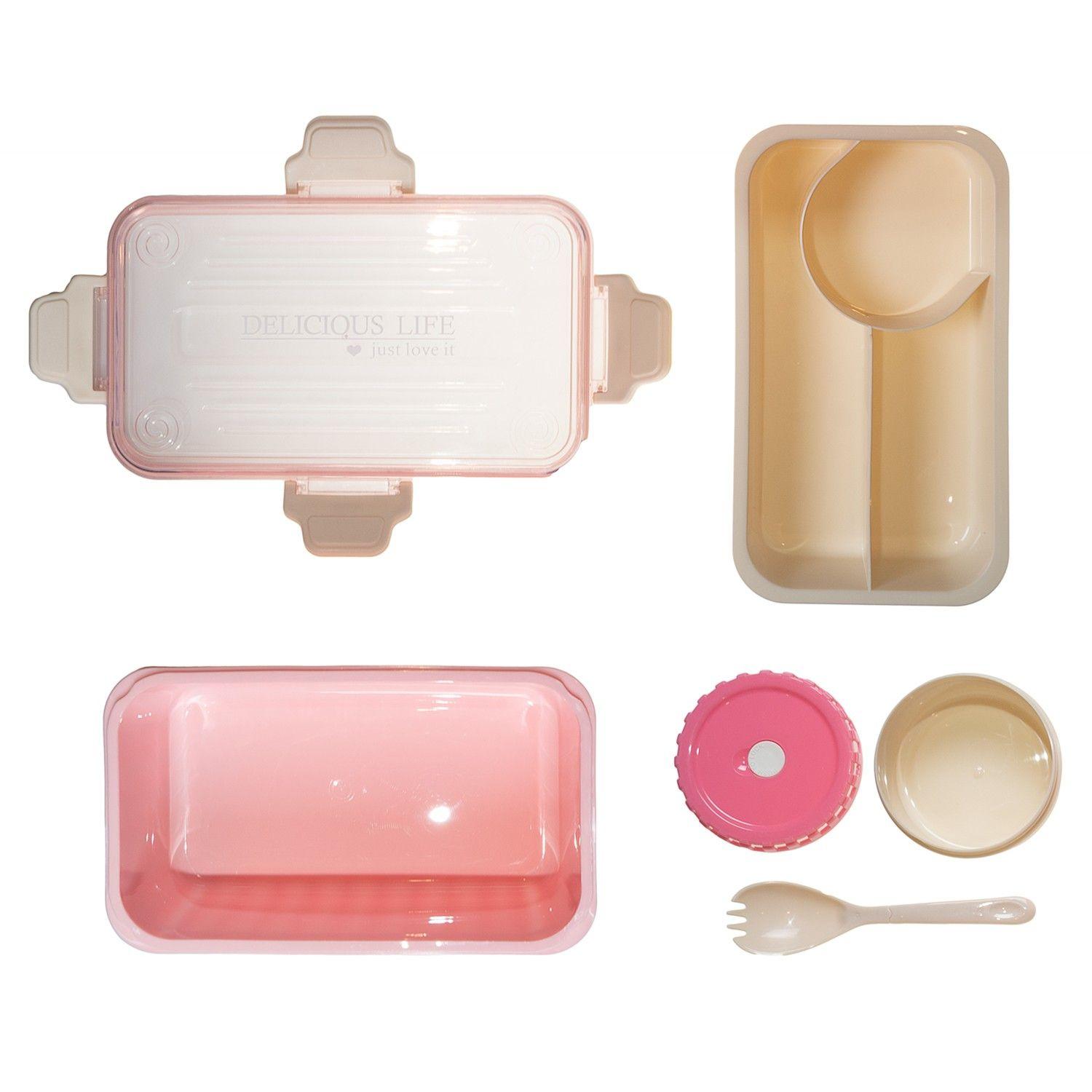 Lonchera Bento Box Rectanguar Rosa Topsoc-2