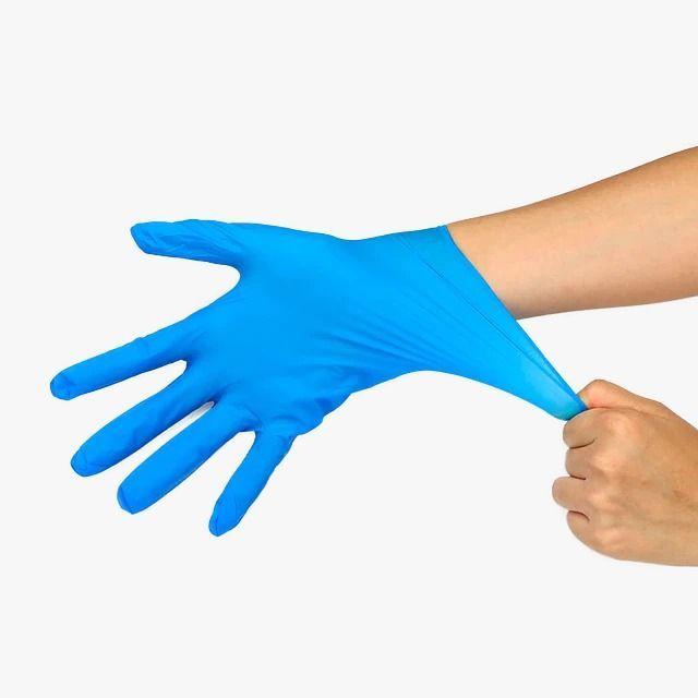 Guantes de Nitrilo Celeste Muncare Caja 100 unidades Talla M-2