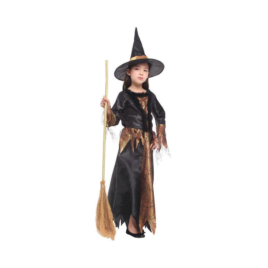 Disfraz de Bruja Elegante Negra y Dorada-0
