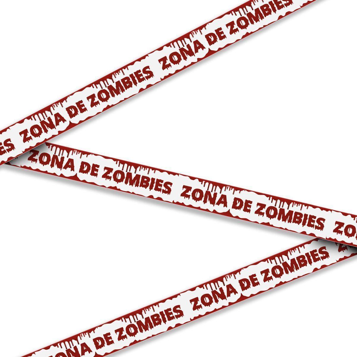 Cinta de Advertencia "Zona de Zombies" 6 mts Halloween Frank & Mortis-1