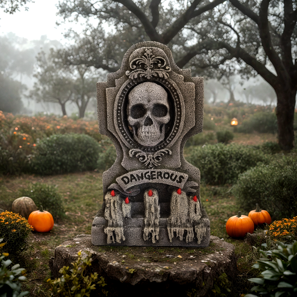 Lápida con Calavera y Velas Halloween Frank & Mortis-1