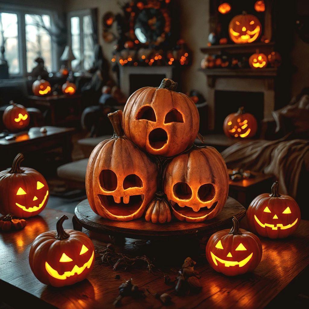 Triple Calabaza con Luz Led 29 x 27 cm-1