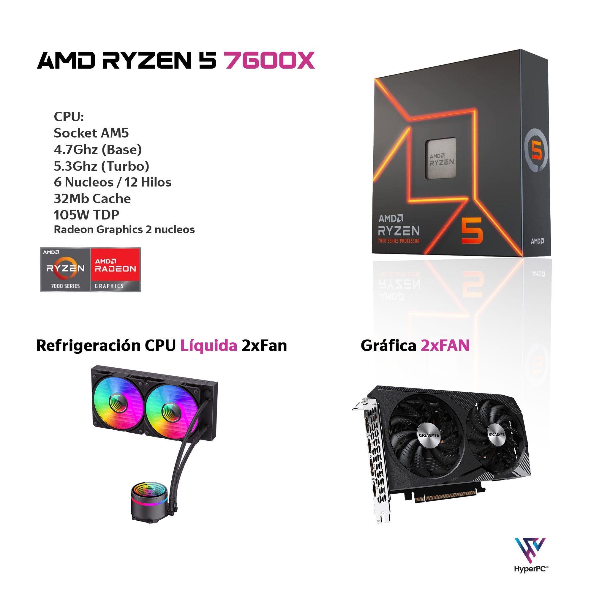PC GAMER AMD RYZEN 5 7600X 32Gb DDR5 2Tb RX7700 XT 12Gb WiFi-2