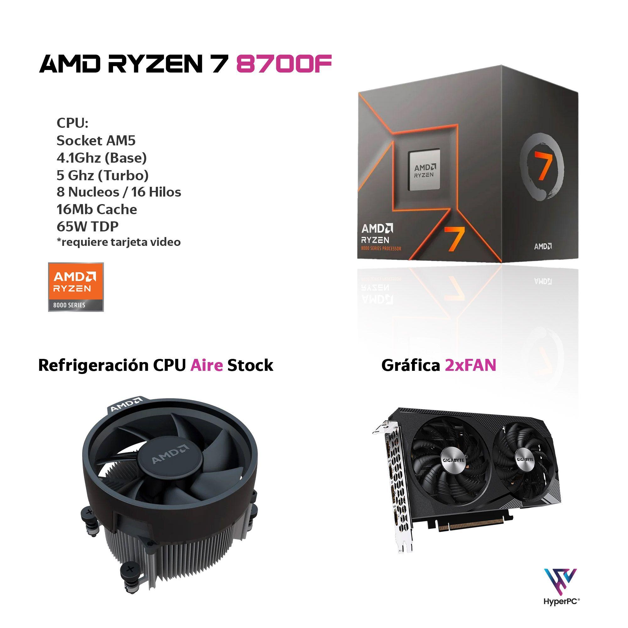 PC GAMER AMD RYZEN 7 8700 32gb DDR5 1Tb RTX 3050 WiFi Air-2