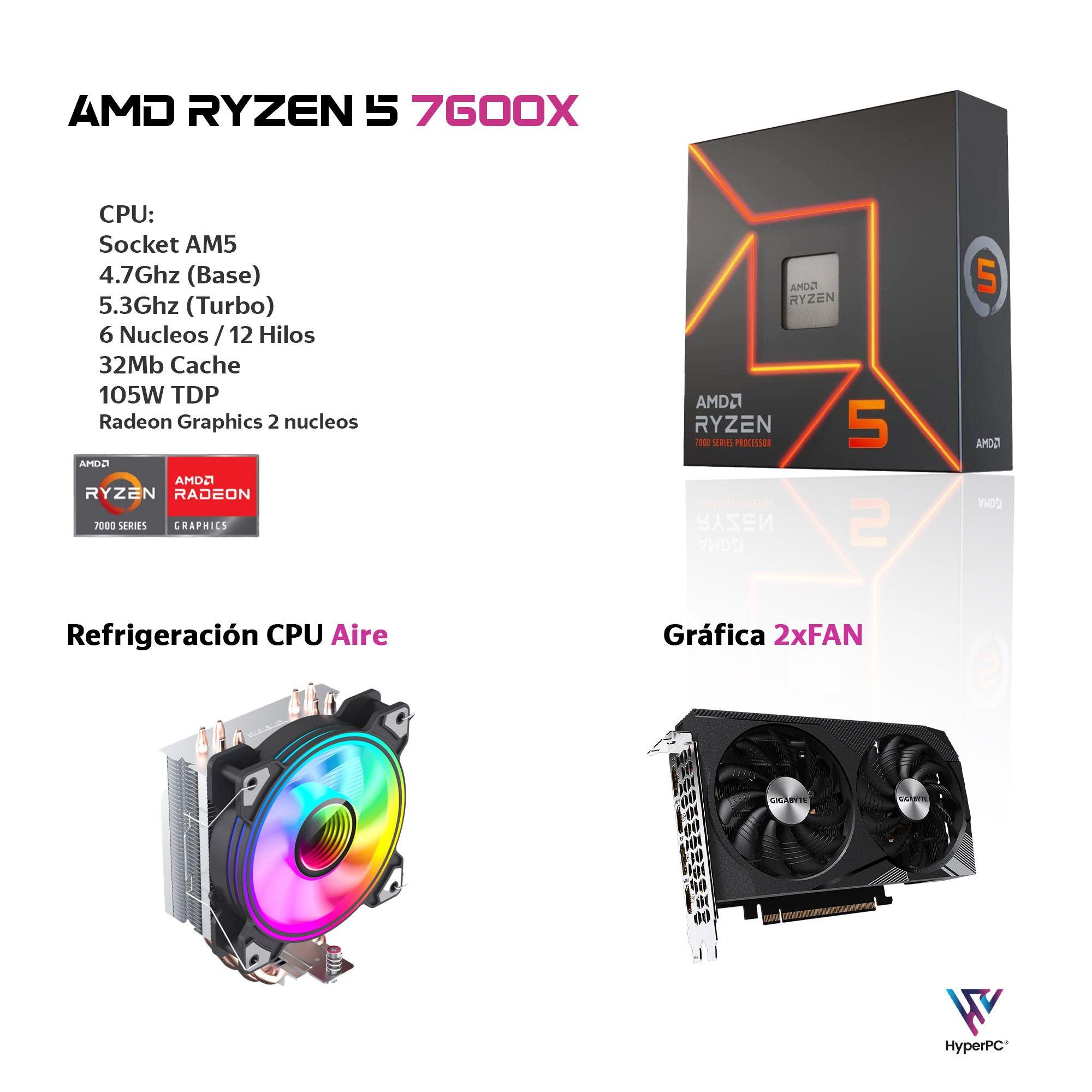 PC GAMER + MONITOR 24 + Perif: AMD RYZEN 5 7600X 32gb DDR5 1Tb RTX 5060 8Gb-2