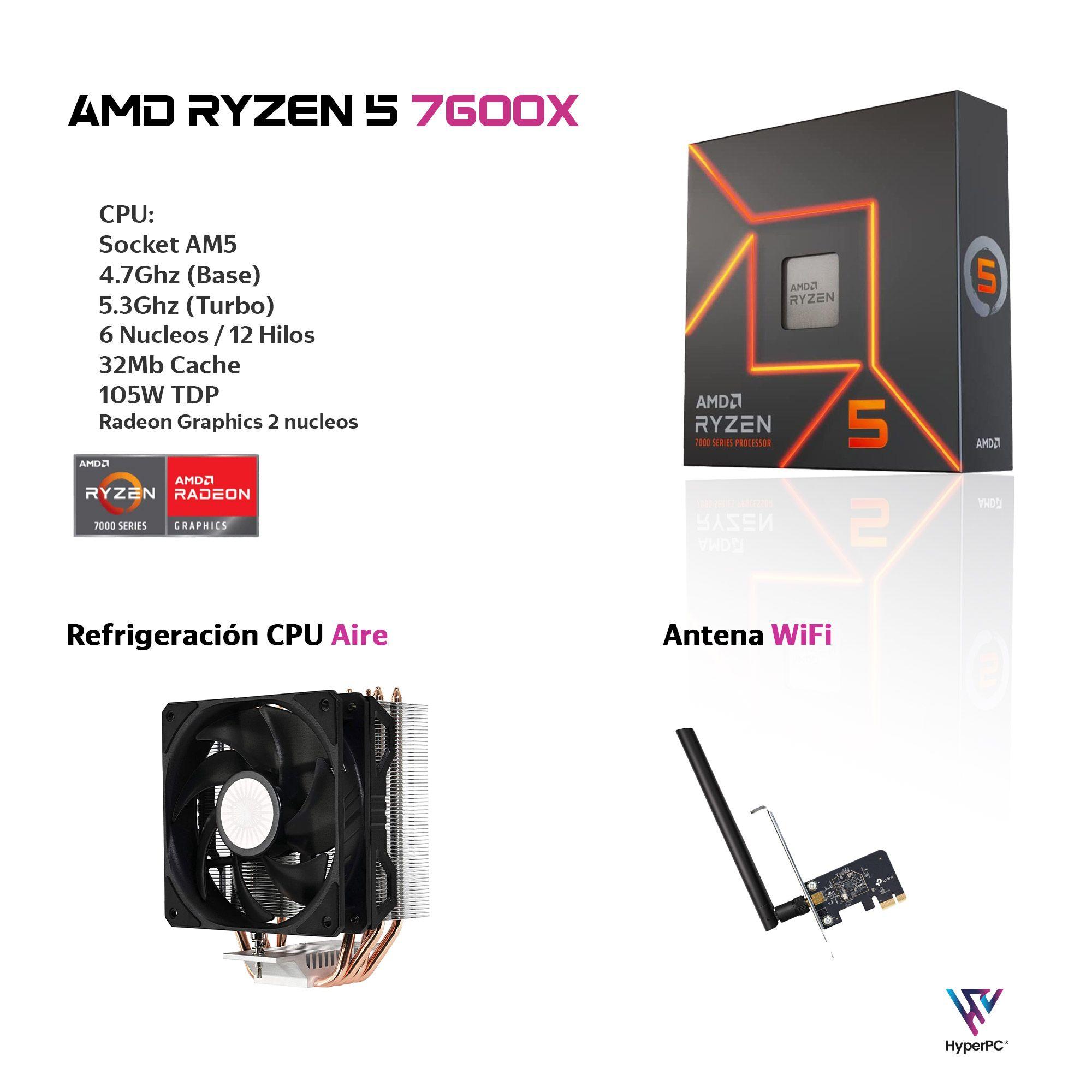 PC GAMER + MONITOR 24 + Perif: AMD RYZEN 5 7600X 32gb DDR5 1Tb Radeon Graphics-2