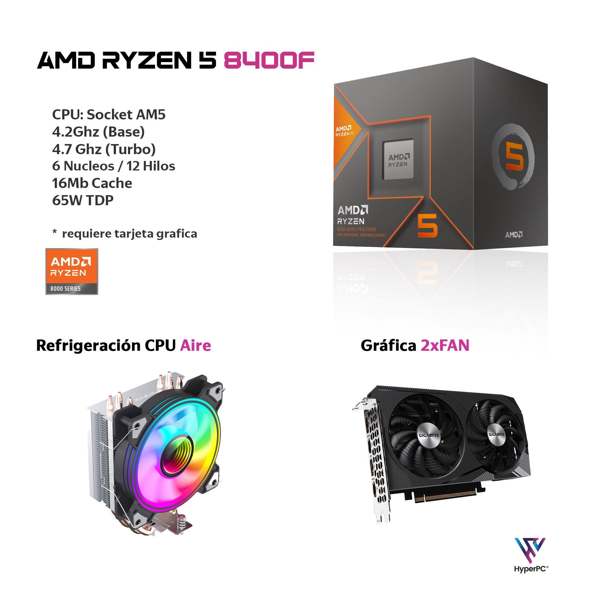 PC GAMER + MONITOR 24 + Perif: AMD RYZEN 5 8400 16gb 1Tb RTX 3060 WiFi-2