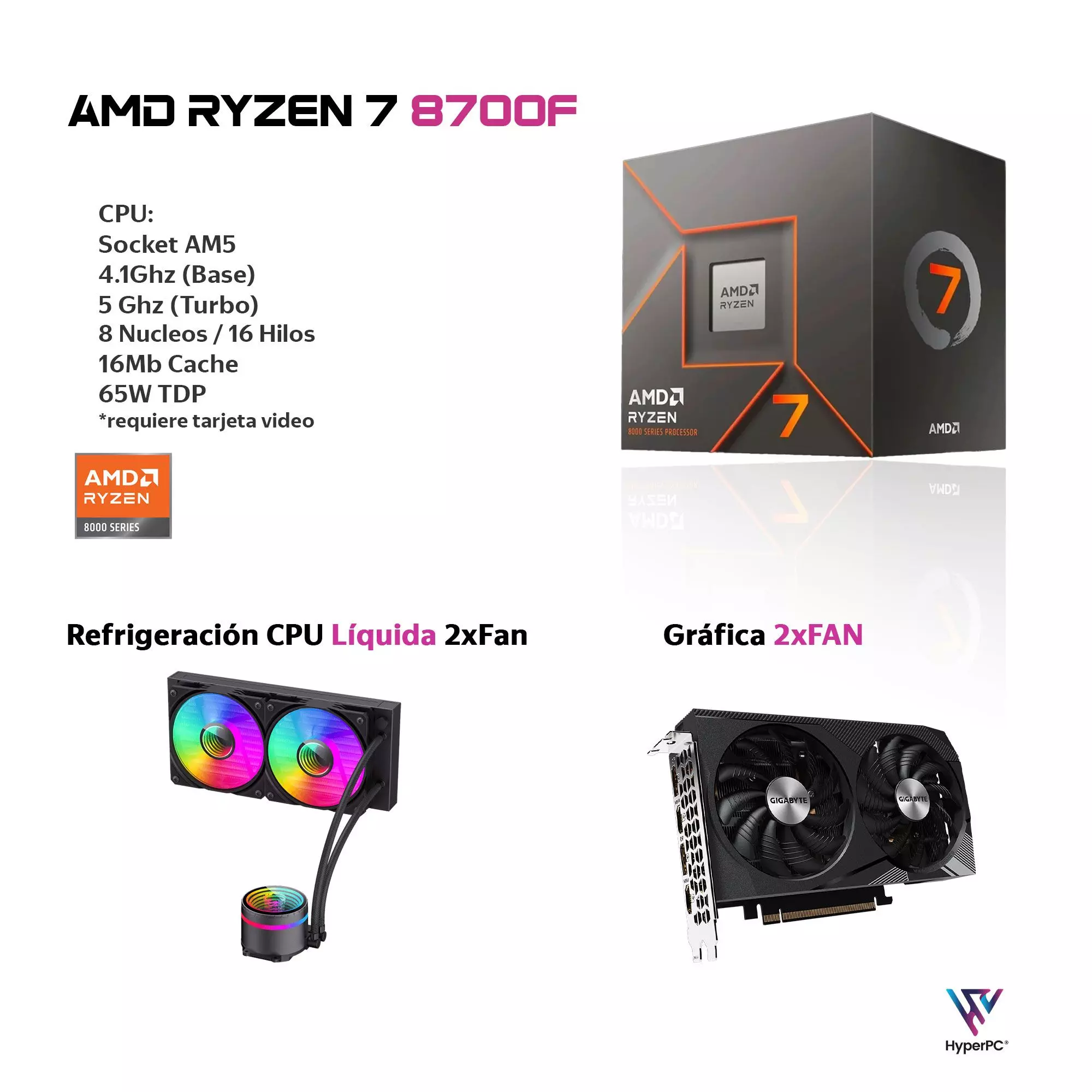 PC GAMER Siege AMD RYZEN 7 8700 32gb DDR5 1Tb RTX 5060 Ti WiFi-2