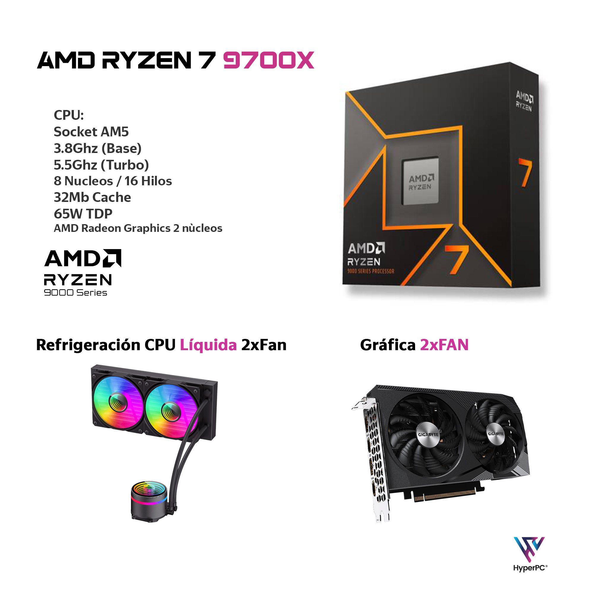 PC GAMER Siege AMD RYZEN 7 9700X 32gb DDR5 1Tb RTX 5060 Ti WiFi-2