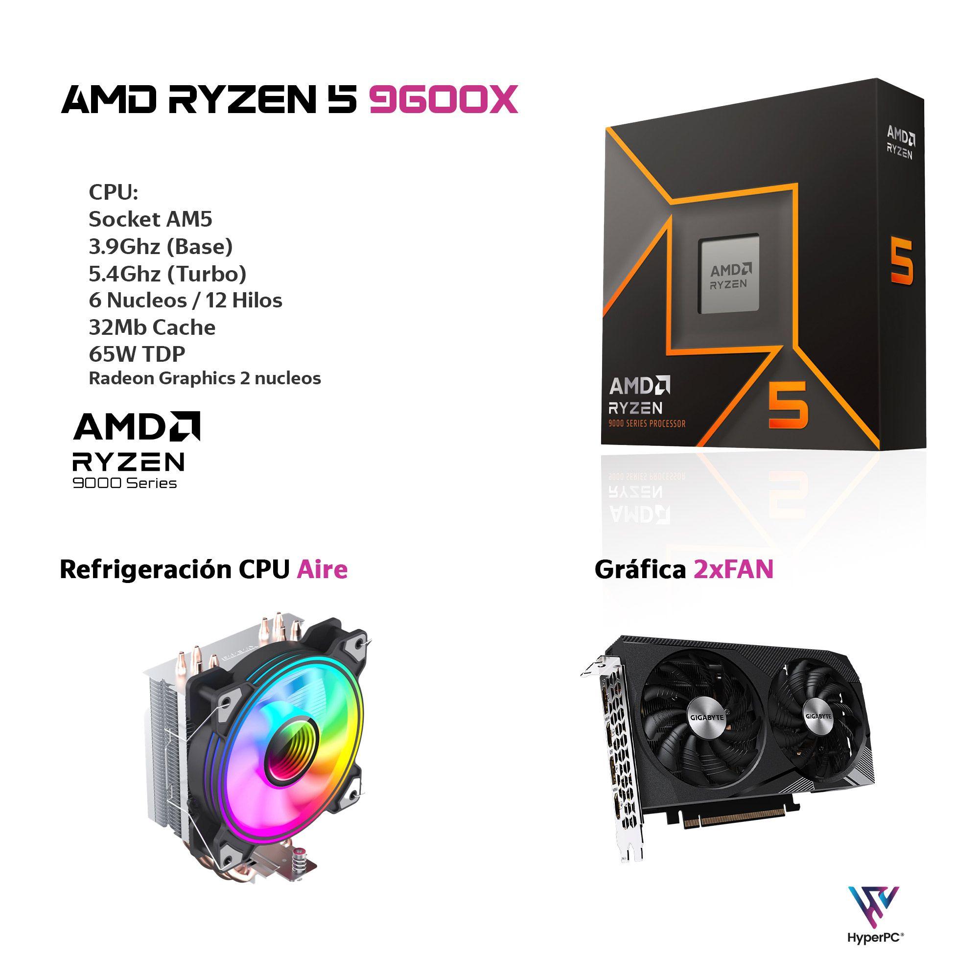 PC GAMER AMD RYZEN 5 9600X 16Gb DDR5 1Tb RX 7600-2