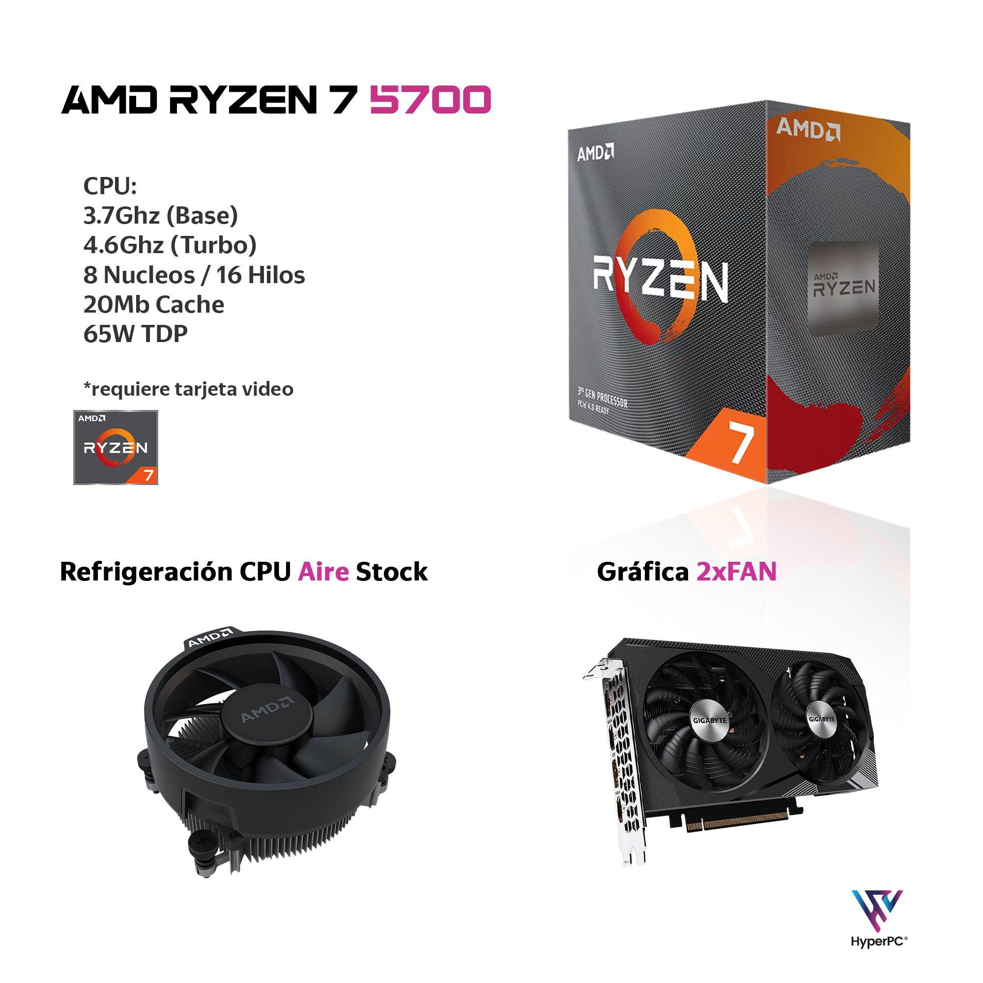 PC GAMER + MONITOR 27 + Perif: AMD RYZEN 7 5700 32gb 1Tb GTX 1650 WiFi-2