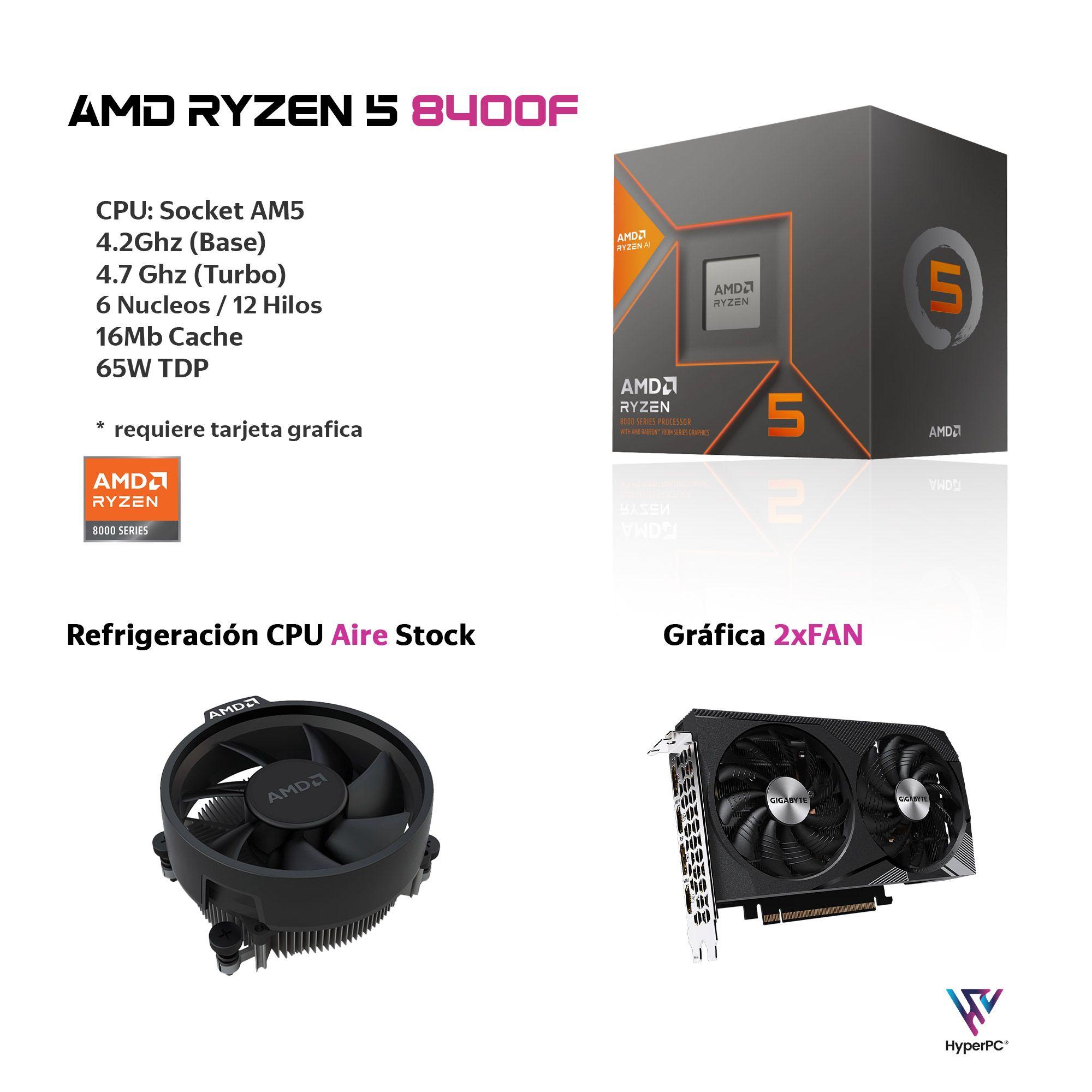 PC GAMER + MONITOR 24 + Perif: AMD RYZEN 5 8400 32gb 1Tb RTX 3050 WiFi-2