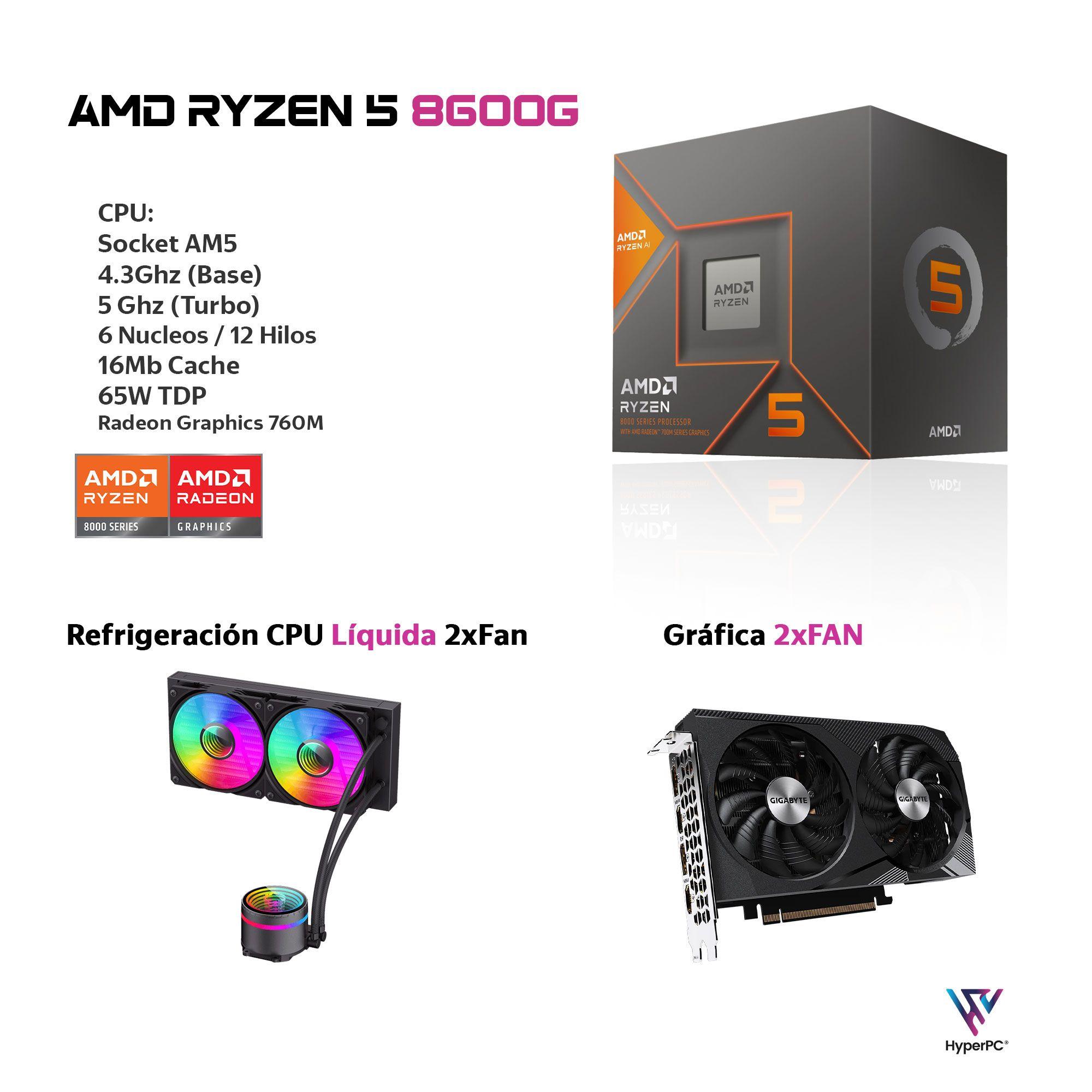 PC GAMER Blanco AMD RYZEN 5 8600G 32Gb DDR5 2Tb RTX 5060 Ti WiFi-2