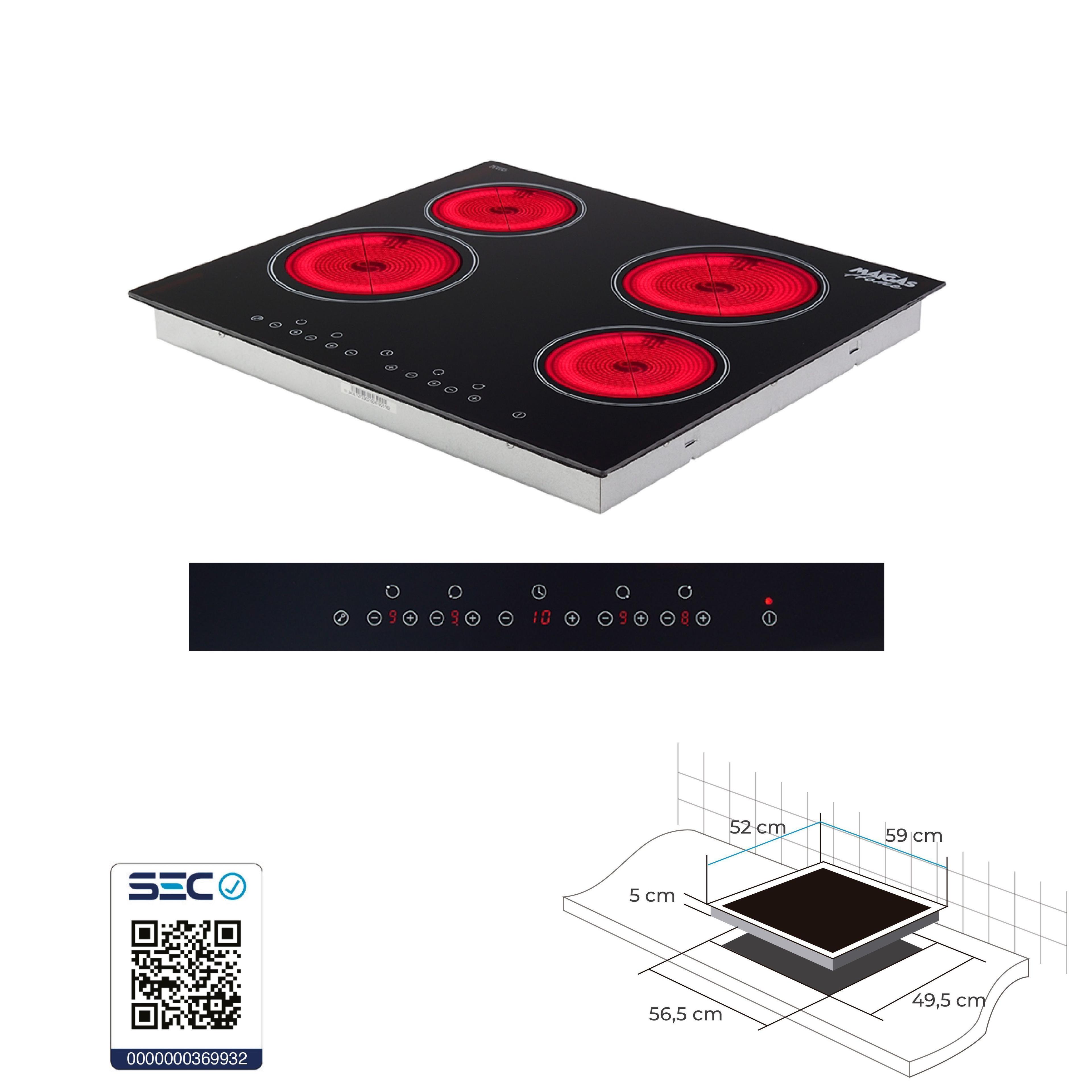 Kit Horno 60 litros con spiedo + Encimera vitrocerámica 4 quemadores + Campana retráctil-4