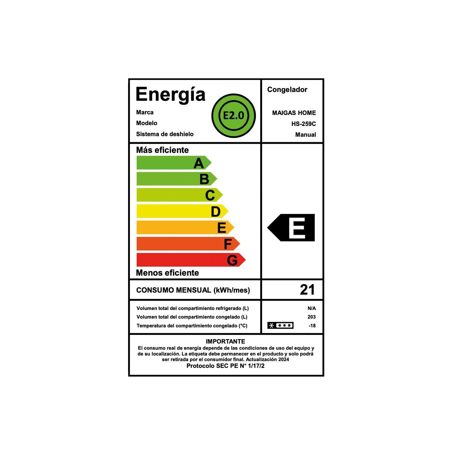 CONGELADOR DUAL 203 LTS.  HS-259C-3