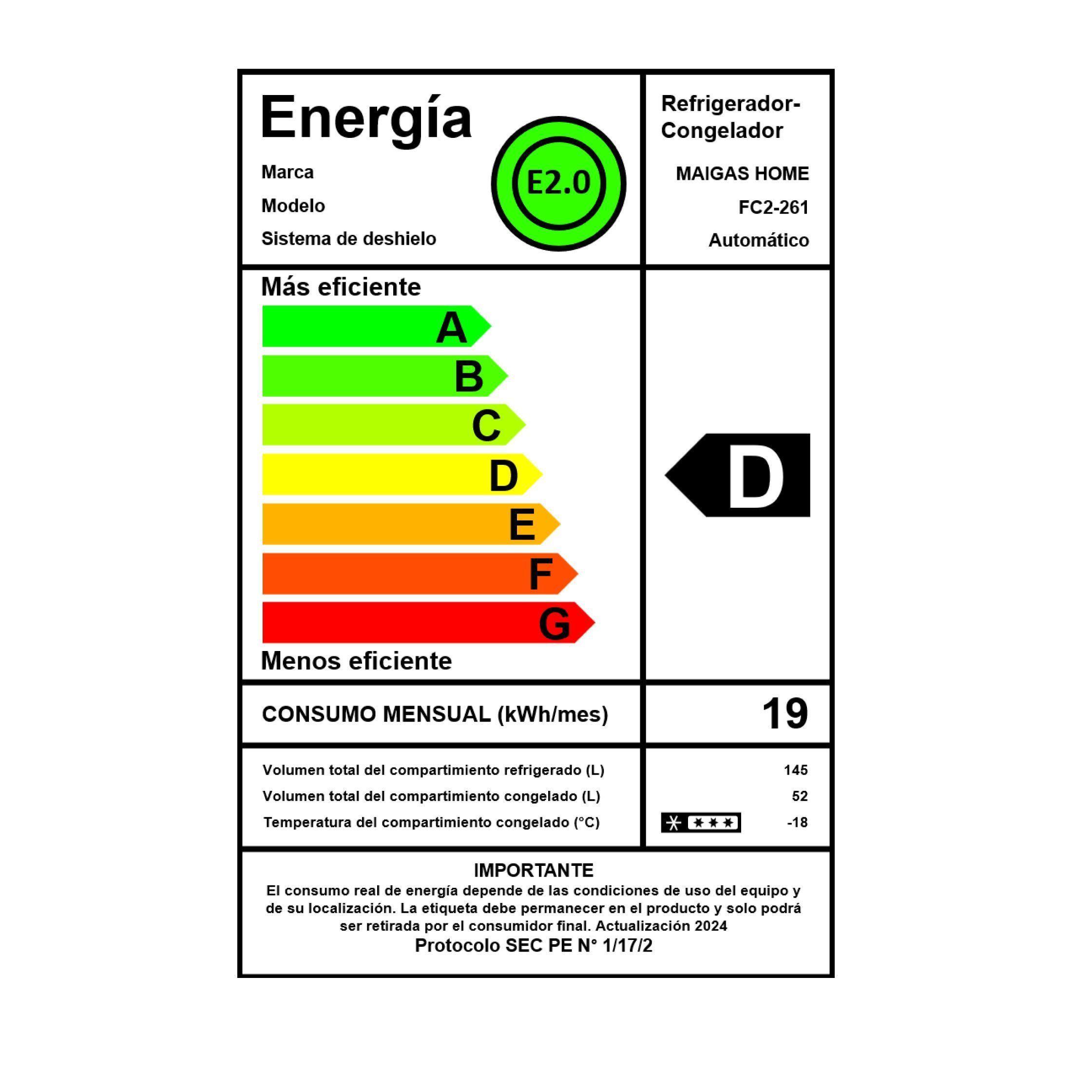 Refrigerador No Frost 196 litros inox top mount FC2-261-4
