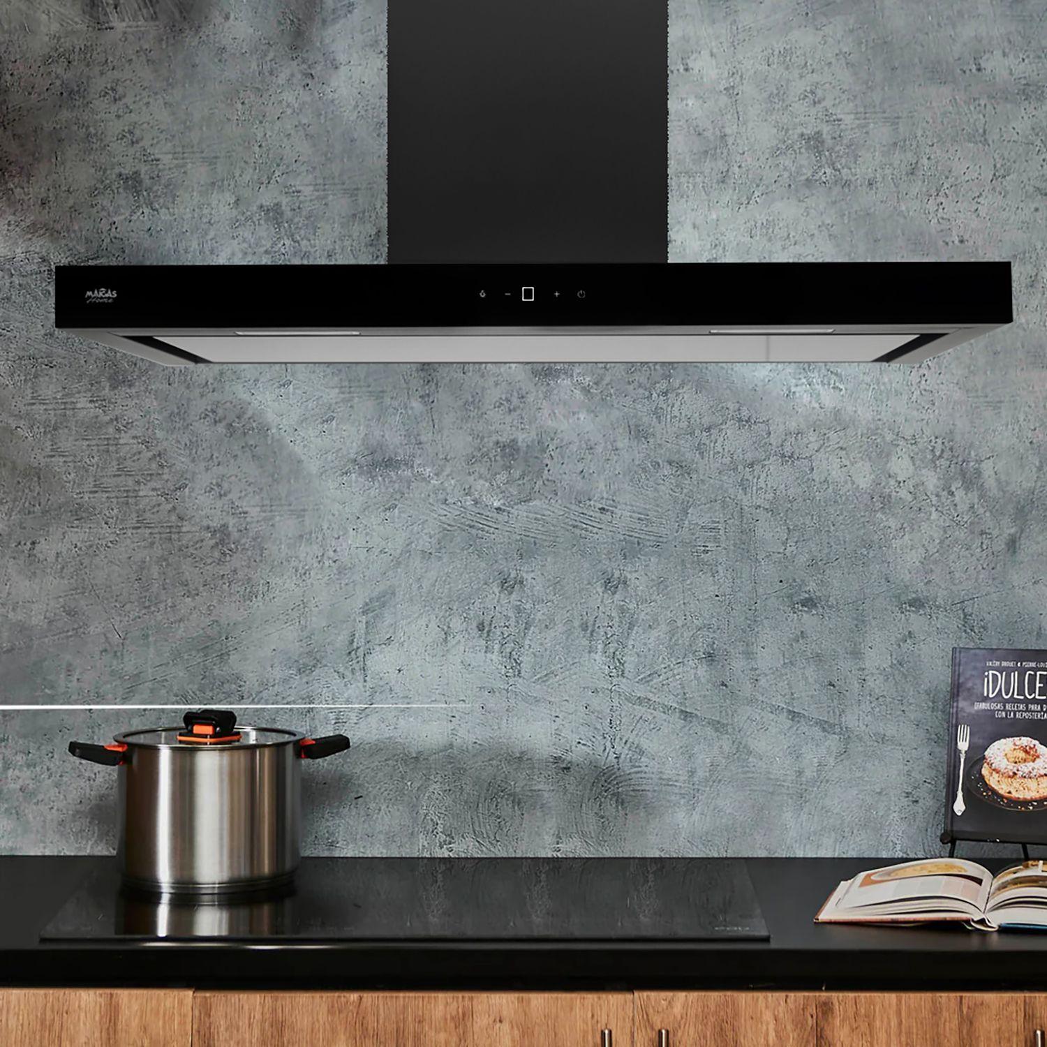 Campana Control Touch 90 cm / vidrio negro-5