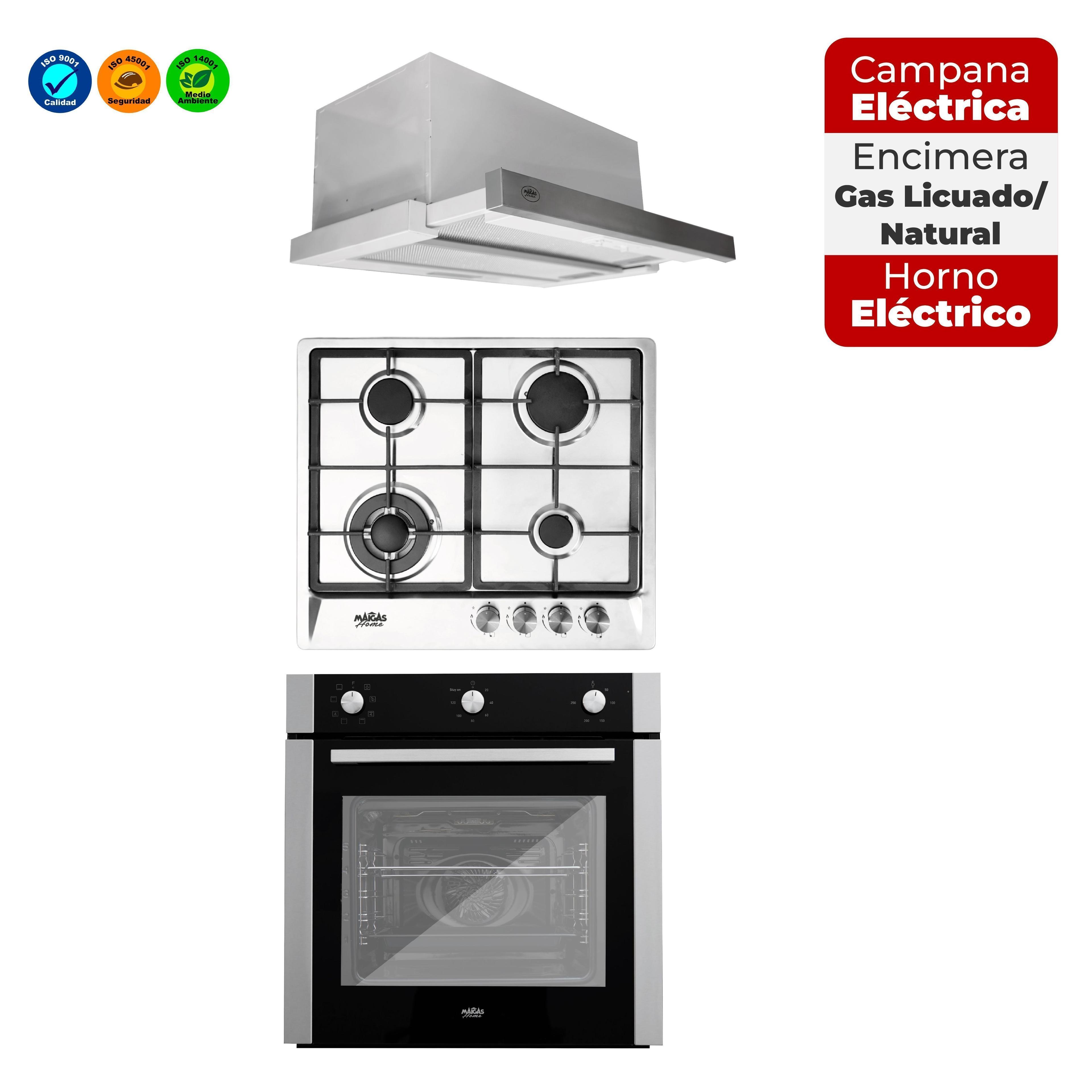 Kit Horno 60 litros con spiedo + Encimera a gas 4 quemadores + Campana retráctil-2