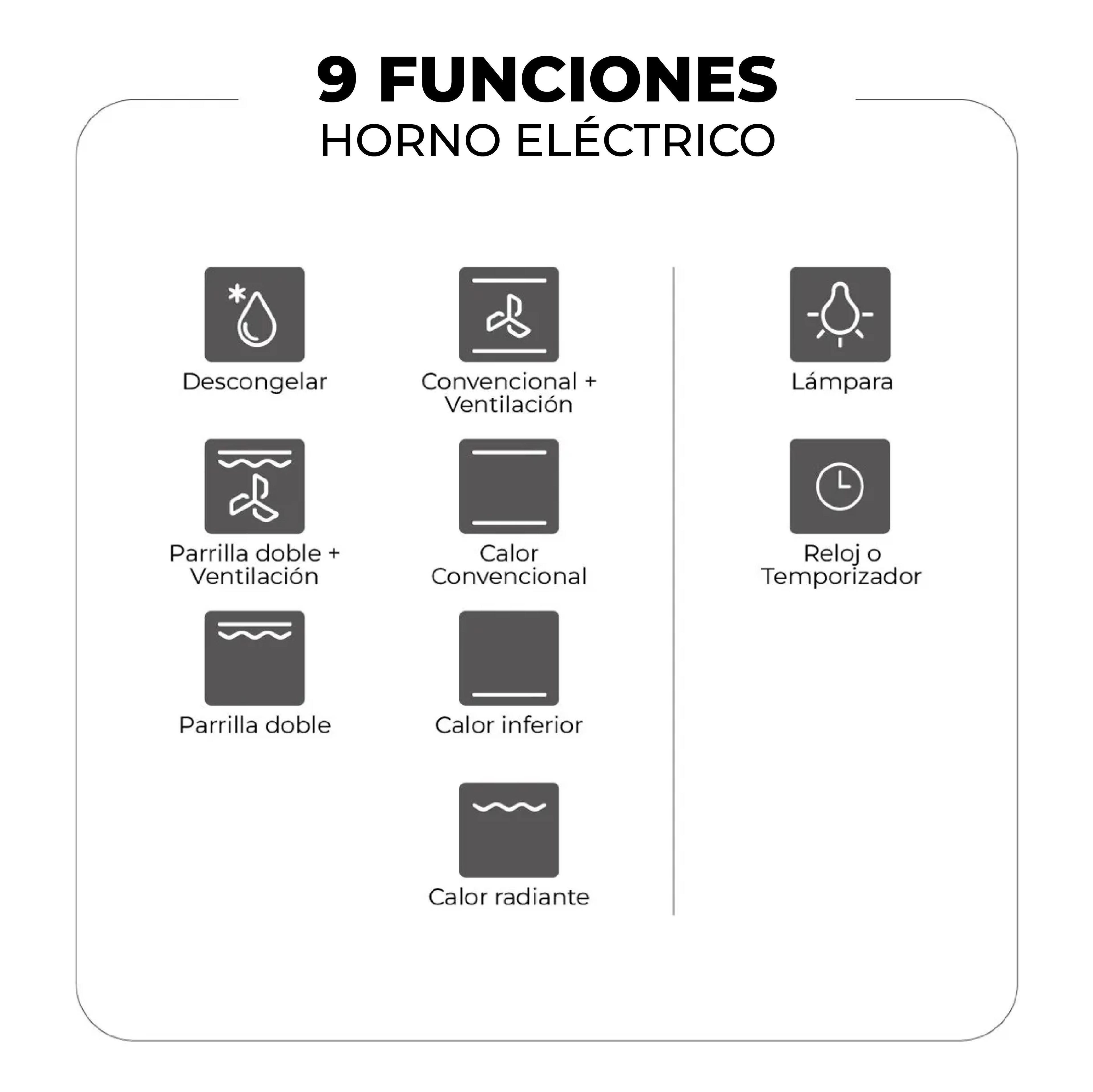 Kit Horno 60 litros con spiedo + Encimera a gas 4 quemadores + Campana retráctil-6