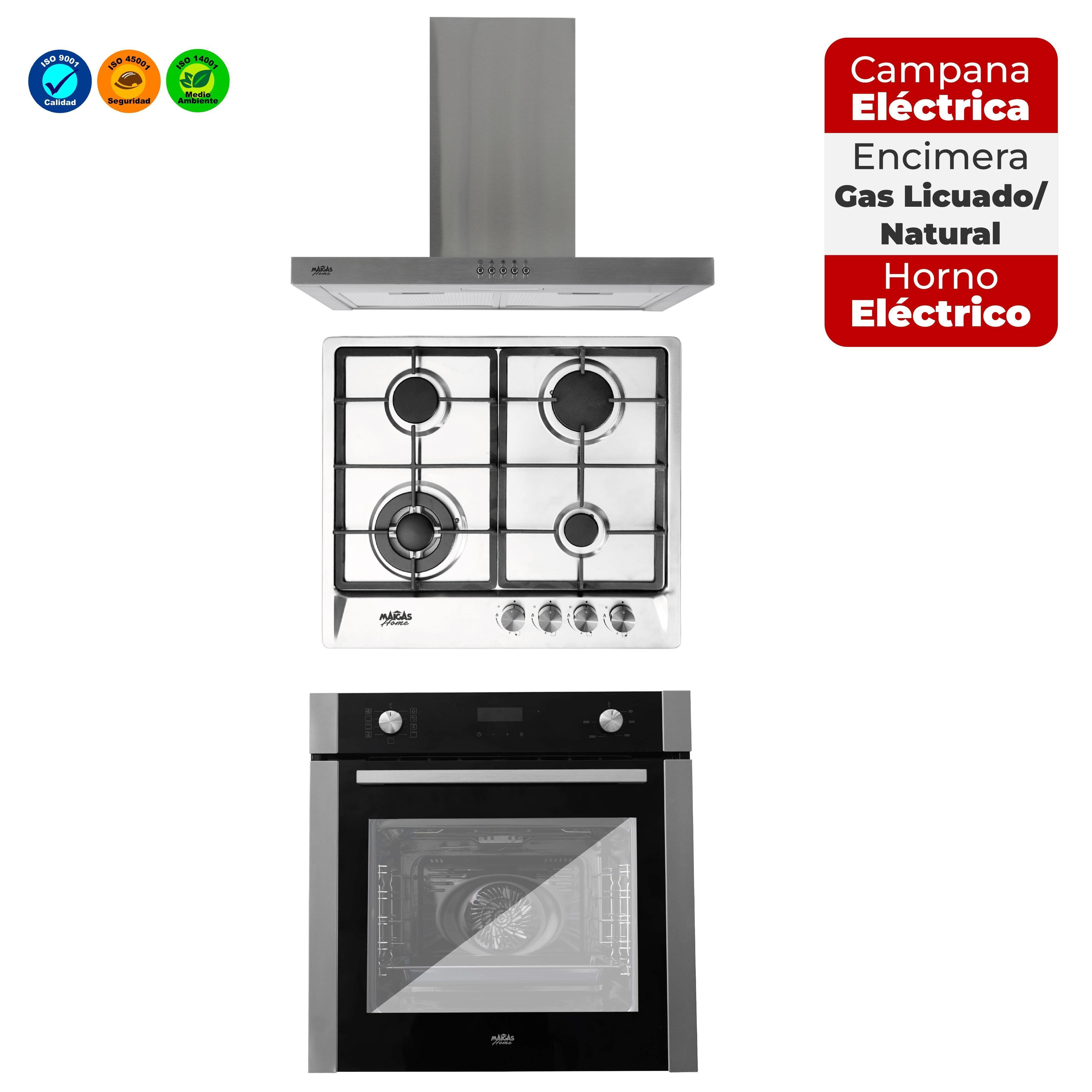 Kit Horno 60 litros con spiedo + Encimera a gas 4 quemadores + Campana decorativa rectangular-2