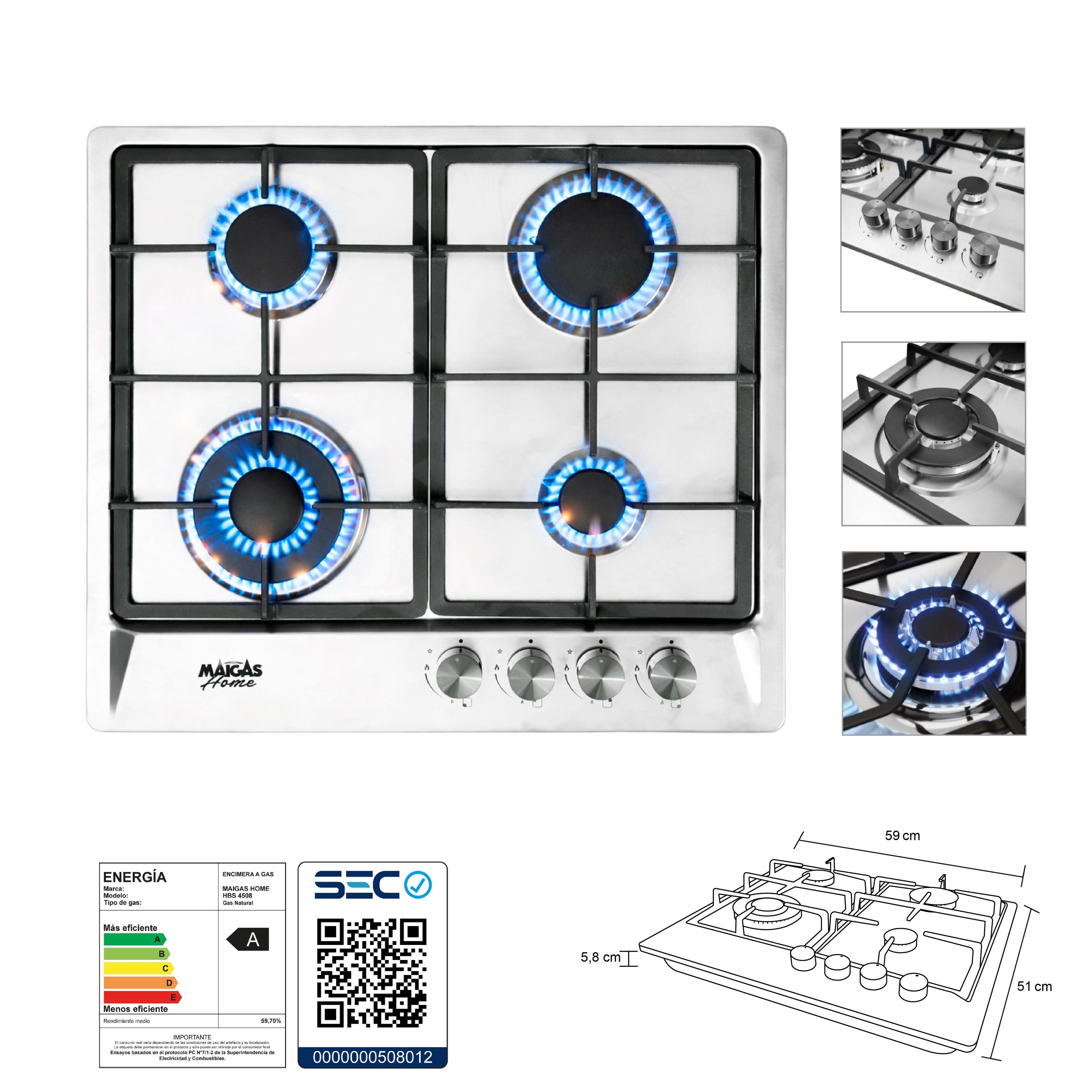 Kit Horno 60 litros con spiedo + Encimera a gas 4 quemadores + Campana decorativa rectangular-4