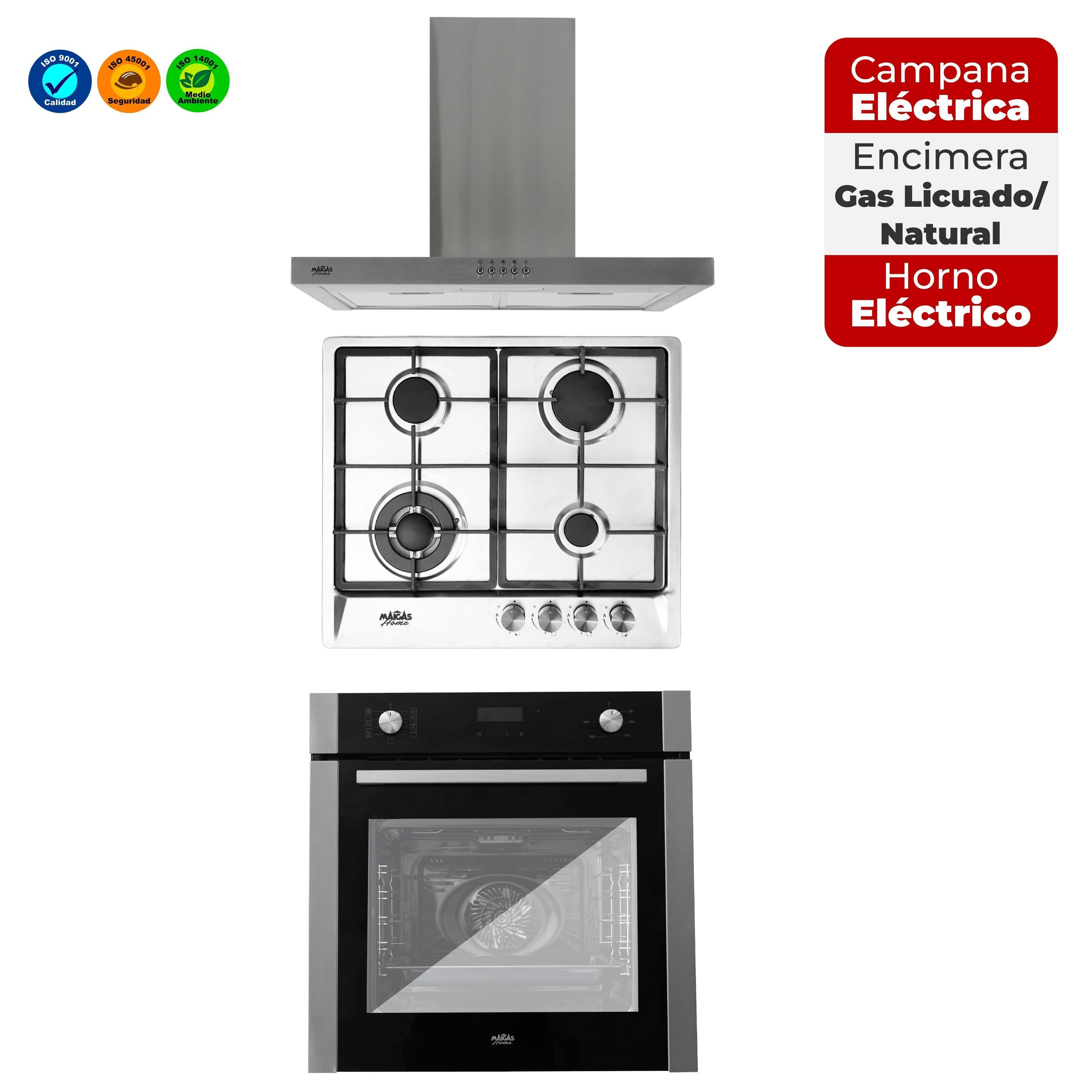 Kit Horno 60 litros con spiedo + Encimera a gas 4 quemadores + Campana decorativa rectangular-2