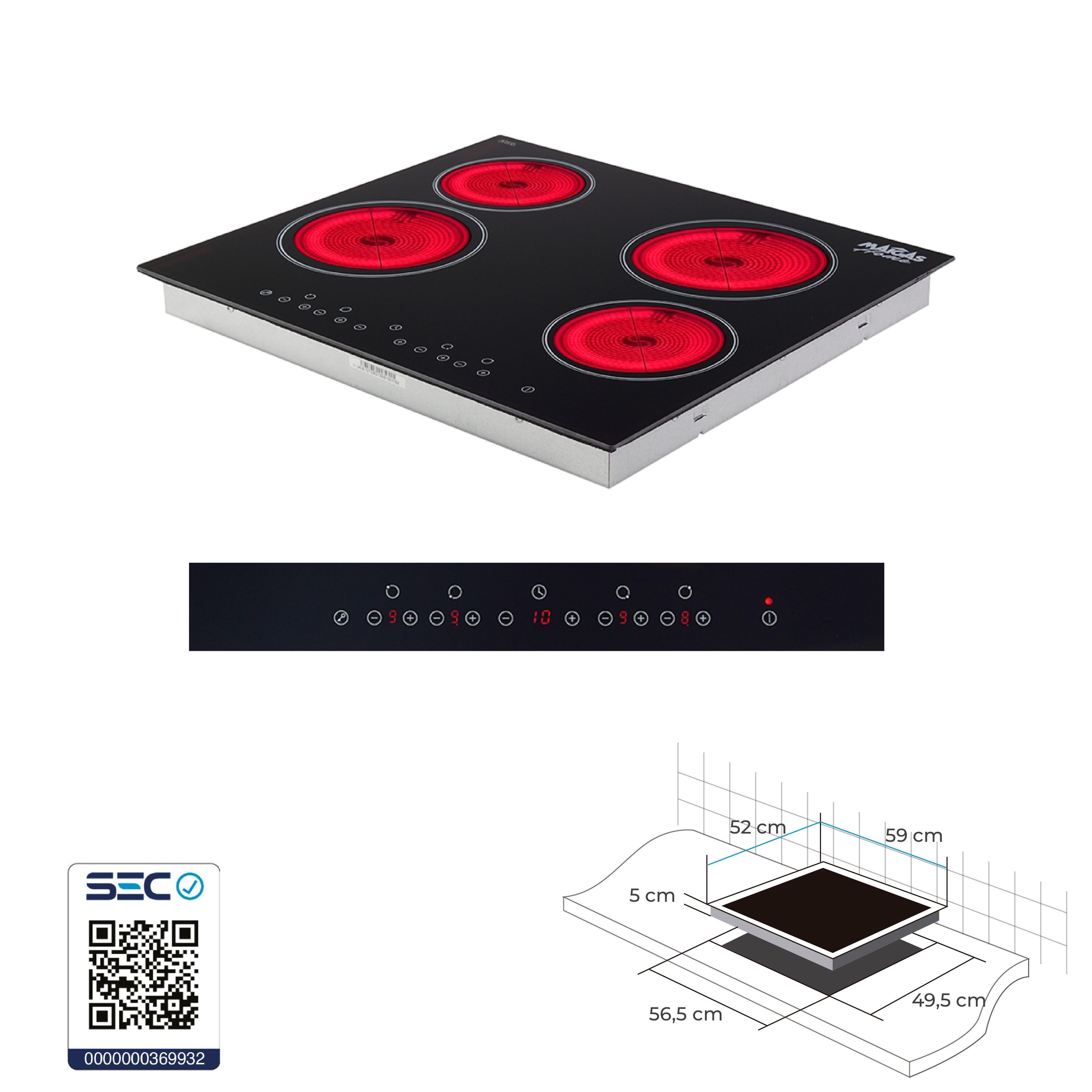 Kit Horno 60 litros con spiedo + Encimera eléctrica vitrocerámica 4 quemadores-4