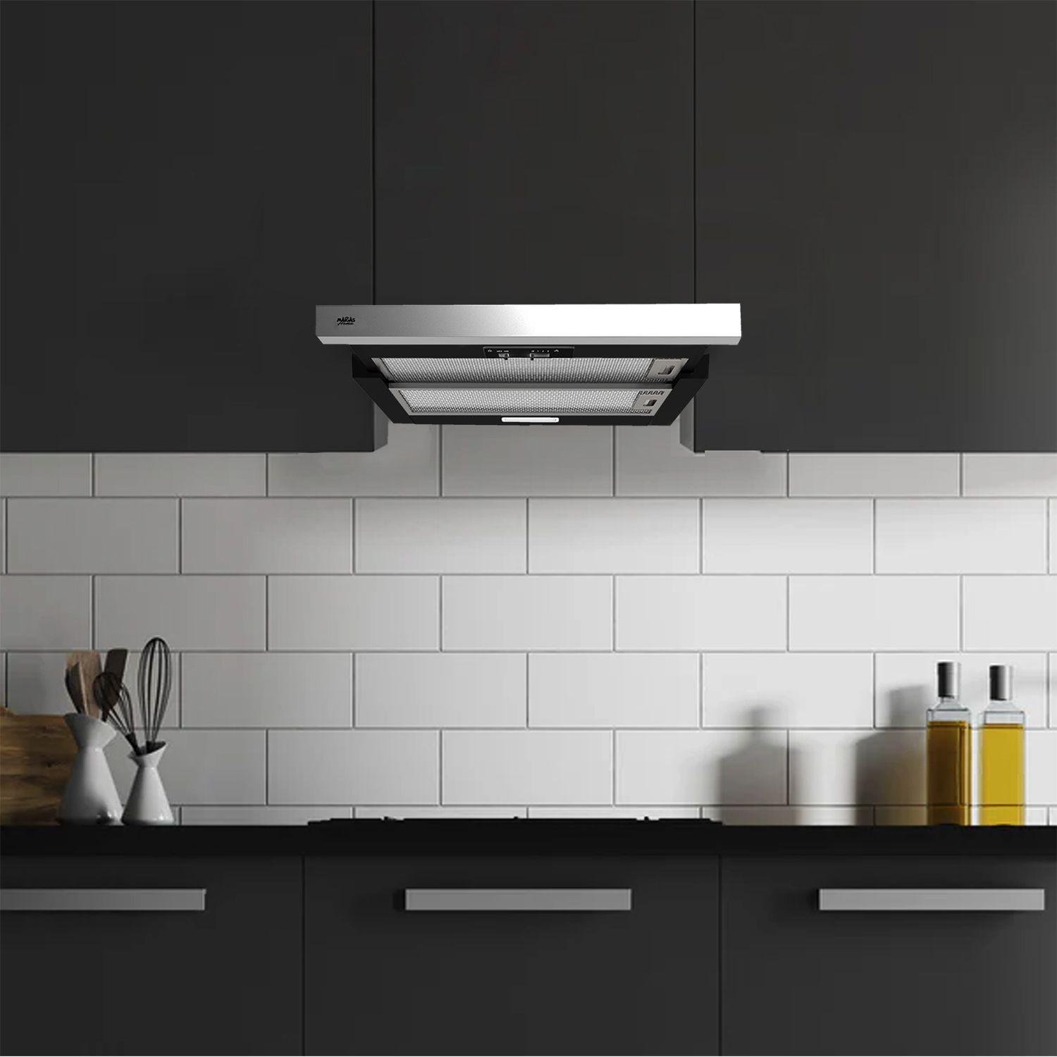 Campana Retractil Negra 60 cm, 3 velocidades-5