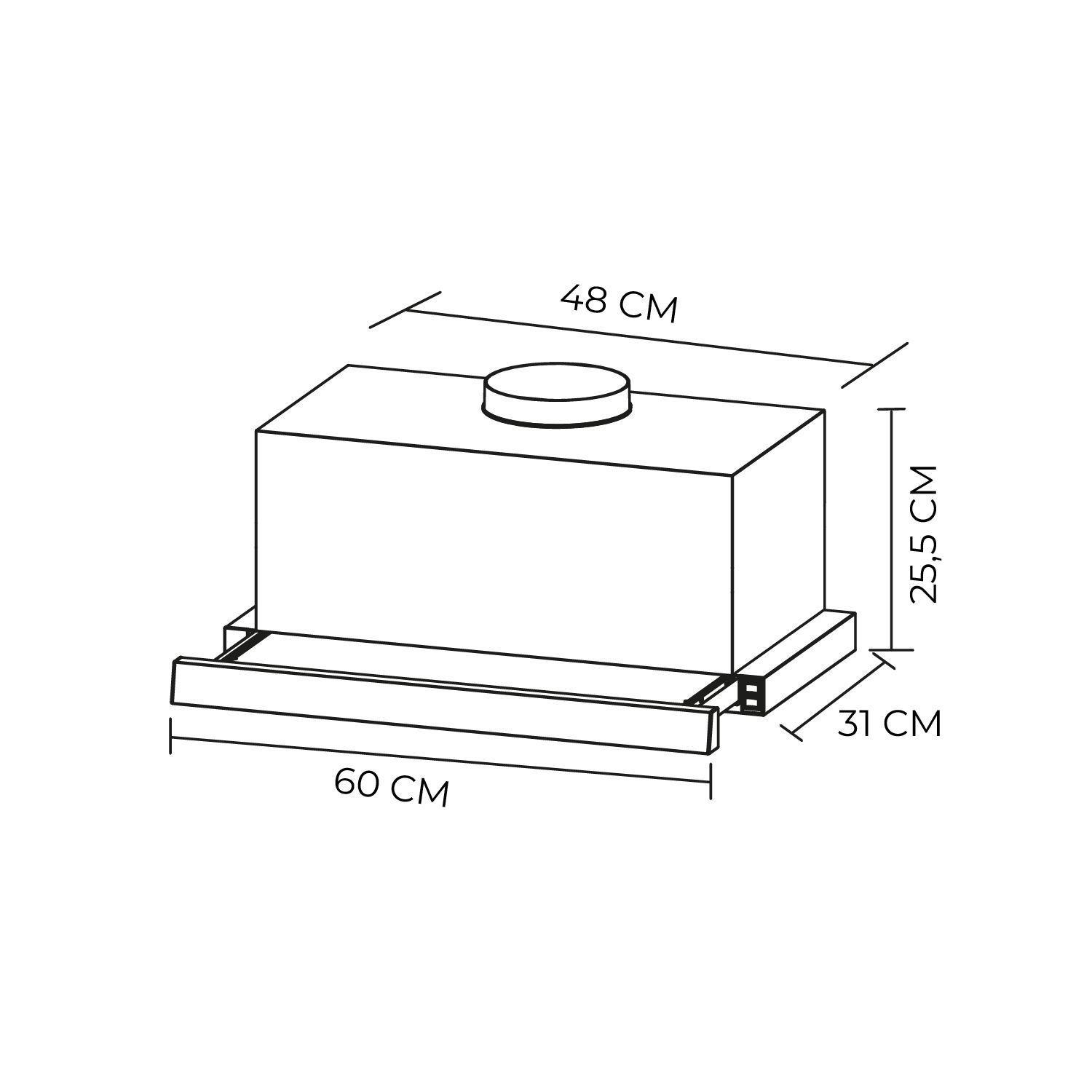 Campana Retractil Negra 60 cm, 3 velocidades-6
