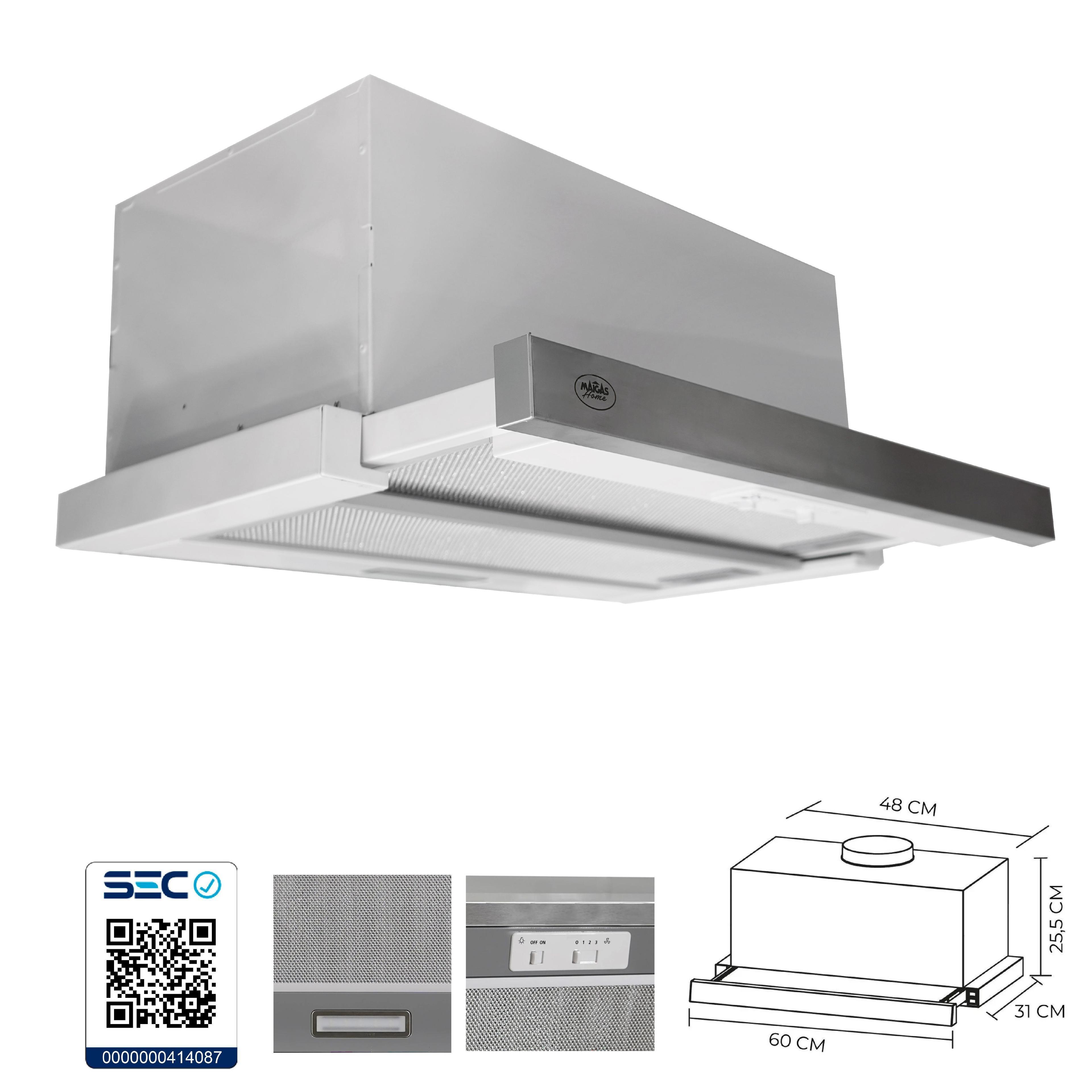 Kit Encimera eléctrica vitrocerámica 2 quemadores + Campana retráctil gris-4