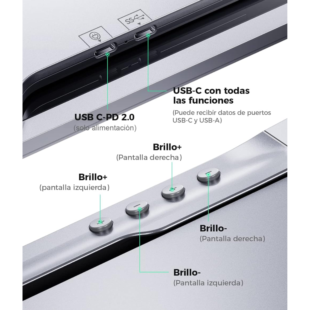 Monitor Doble 13.3“ M-BLACK para Macbook y Windows-1