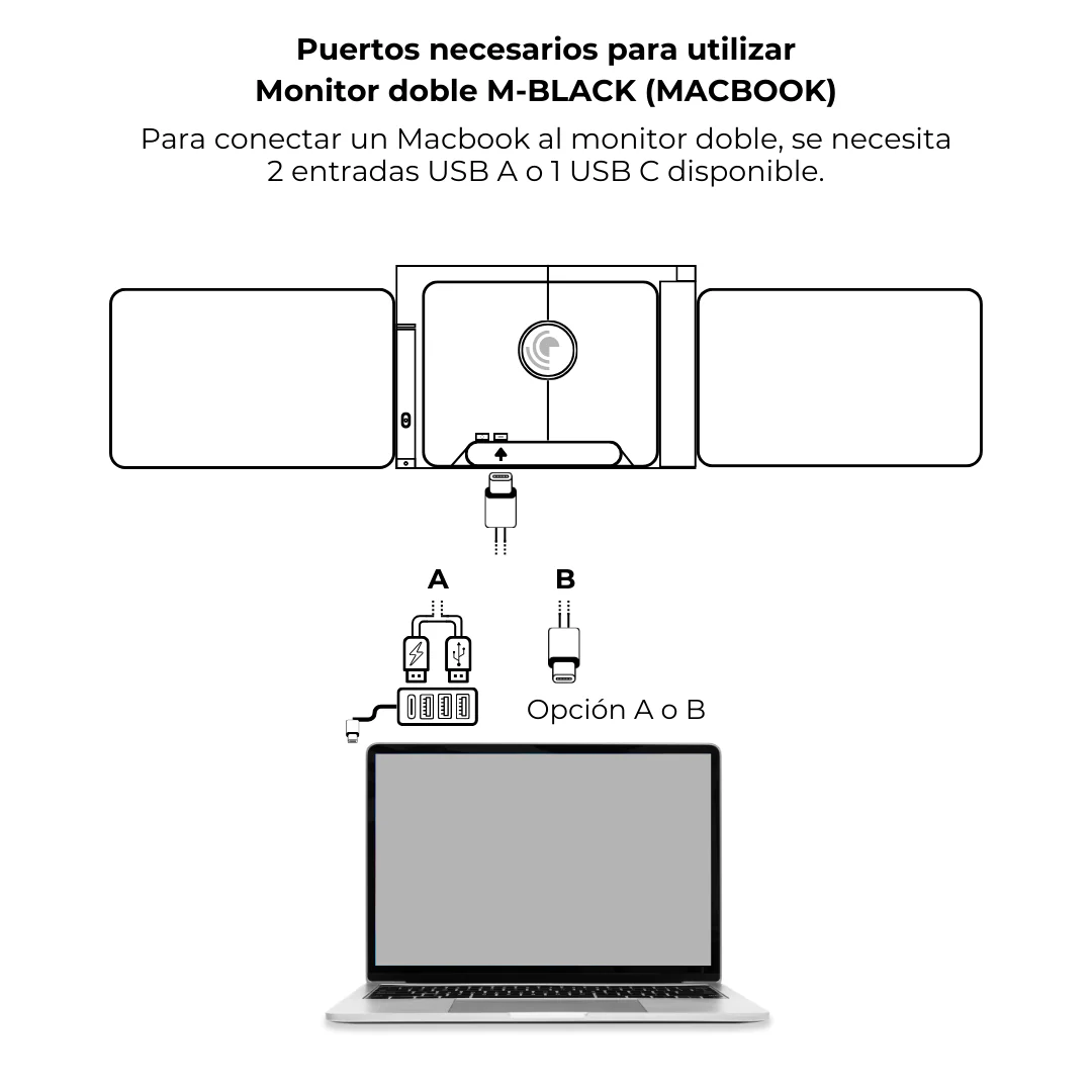 Monitor Doble 13.3“ M-BLACK para Macbook y Windows-3