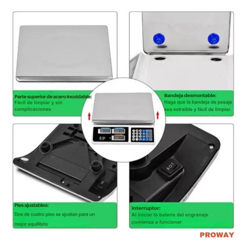 Balanza Pesa Digital 40 Kilos Recargable Negocio Electrónica Almacén Proway Negro-2