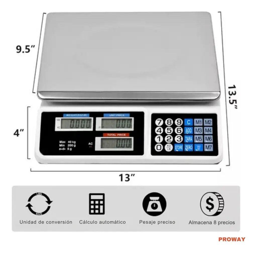 Balanza Pesa Digital 40 Kilos Recargable Negocio Electrónica Almacén Proway Negro-3