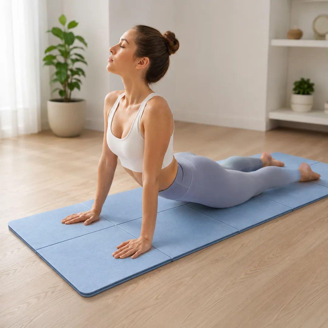 Mat De Yoga Plegable Abdominales Antideslizante 183x60x0.5 Azul-2