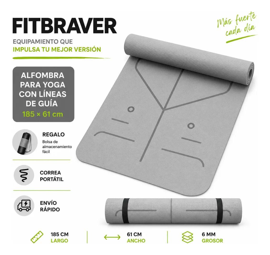 Mat Yoga Pilates Gris Colchoneta Eco Guías +bolso+correa 6mm-3